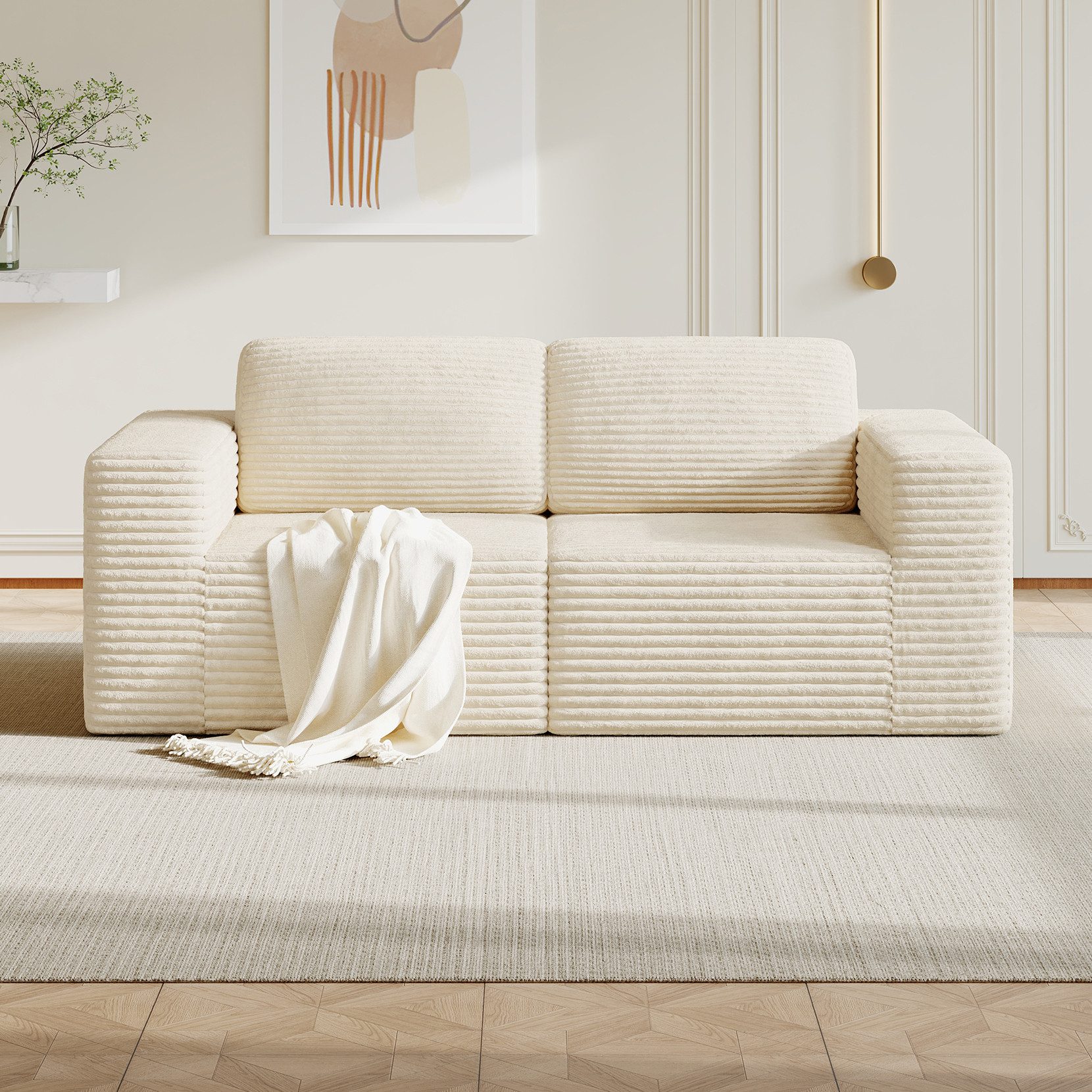 OUNUO Ecksofa Ecksofa Modularer KordKordstuhl mit Hochelastischem Schwamm
