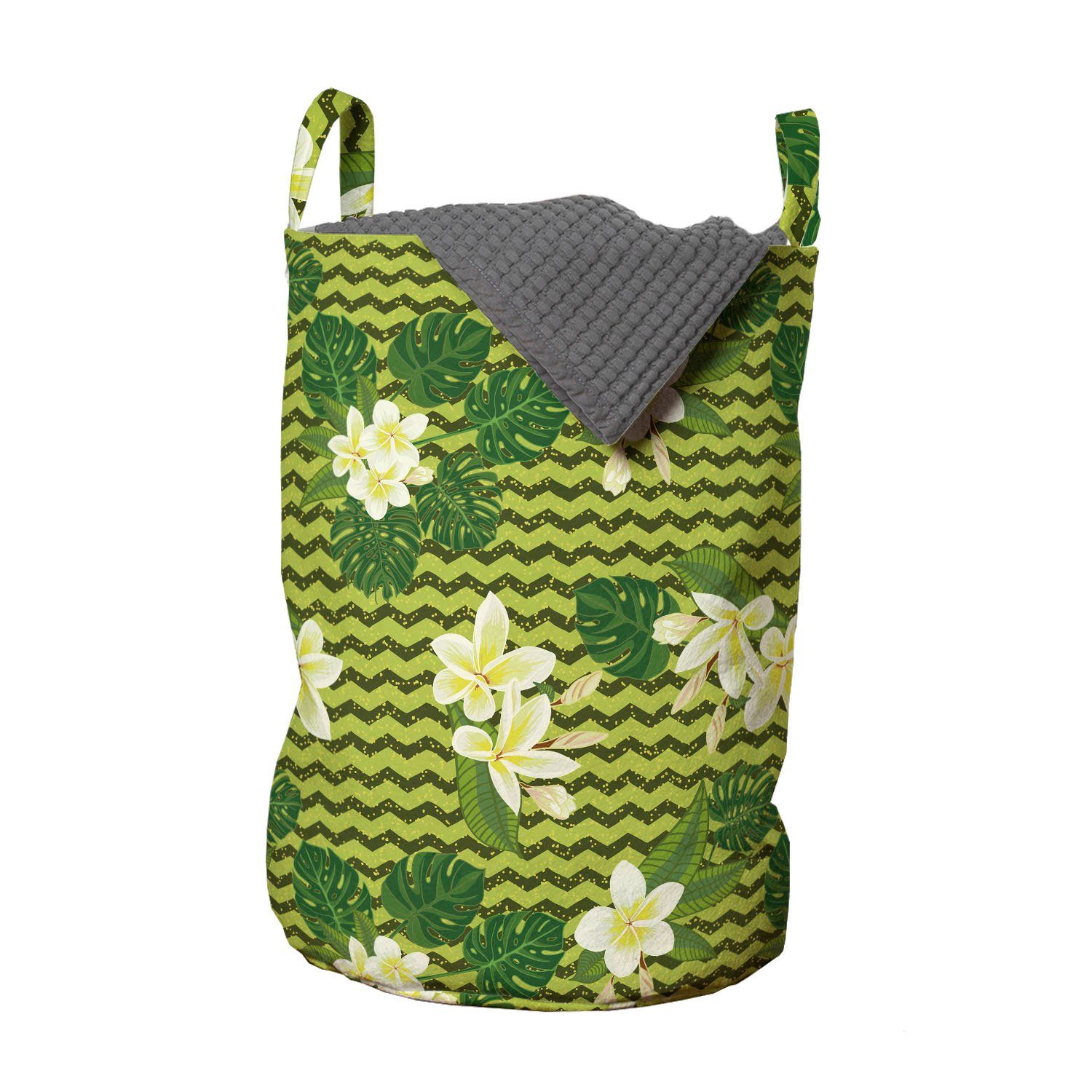 Abakuhaus Wäschesäckchen Griffen Wäschekorb für Zigzags Blumen Exotische Waschsalons, auf mit Blumen Kordelzugverschluss