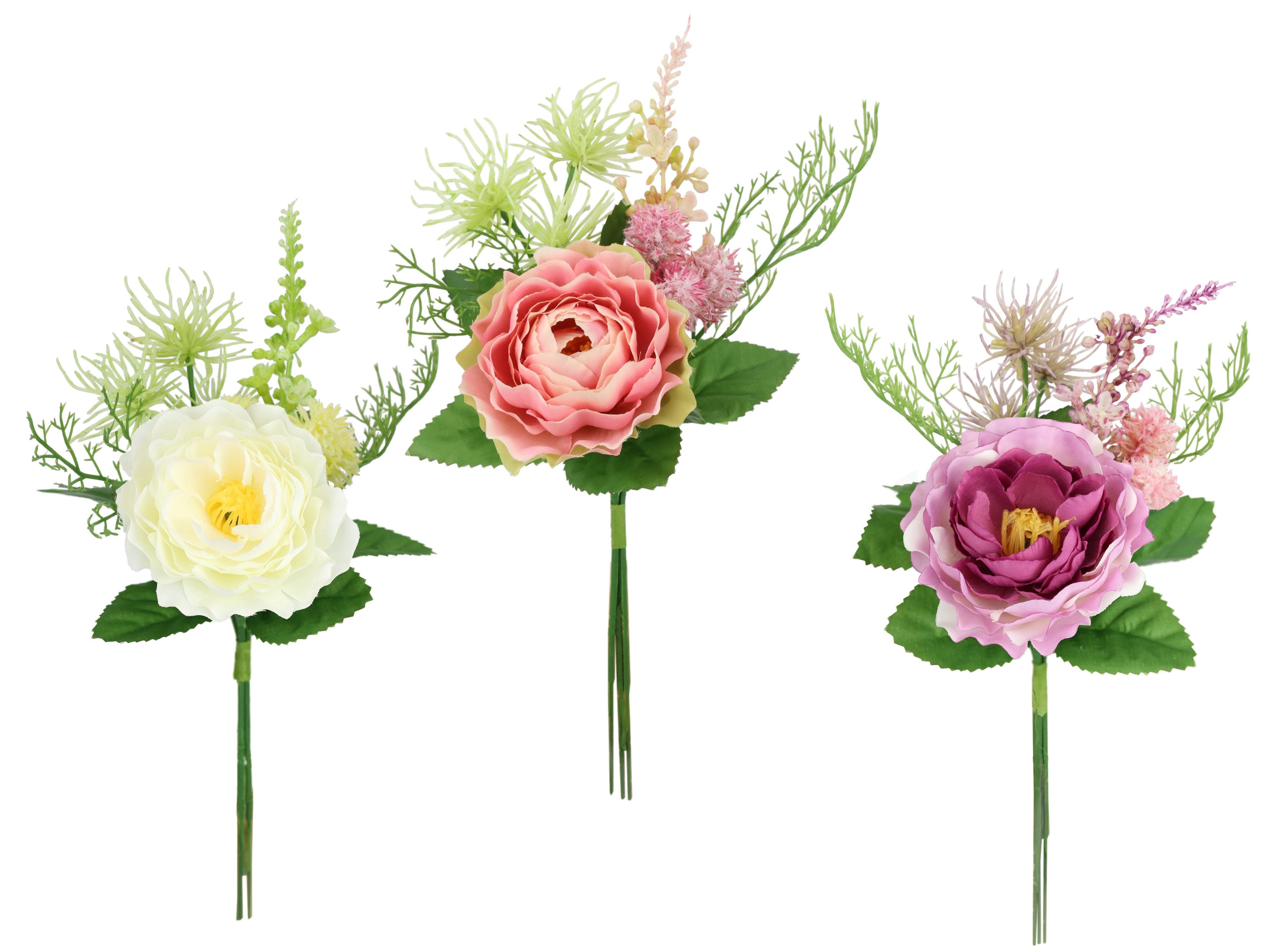 Kunstblume Rosenzweig 3er, I.GE.A., Höhe 24 cm, 24cm Kunstrosen Rosenstrauß günstig online kaufen