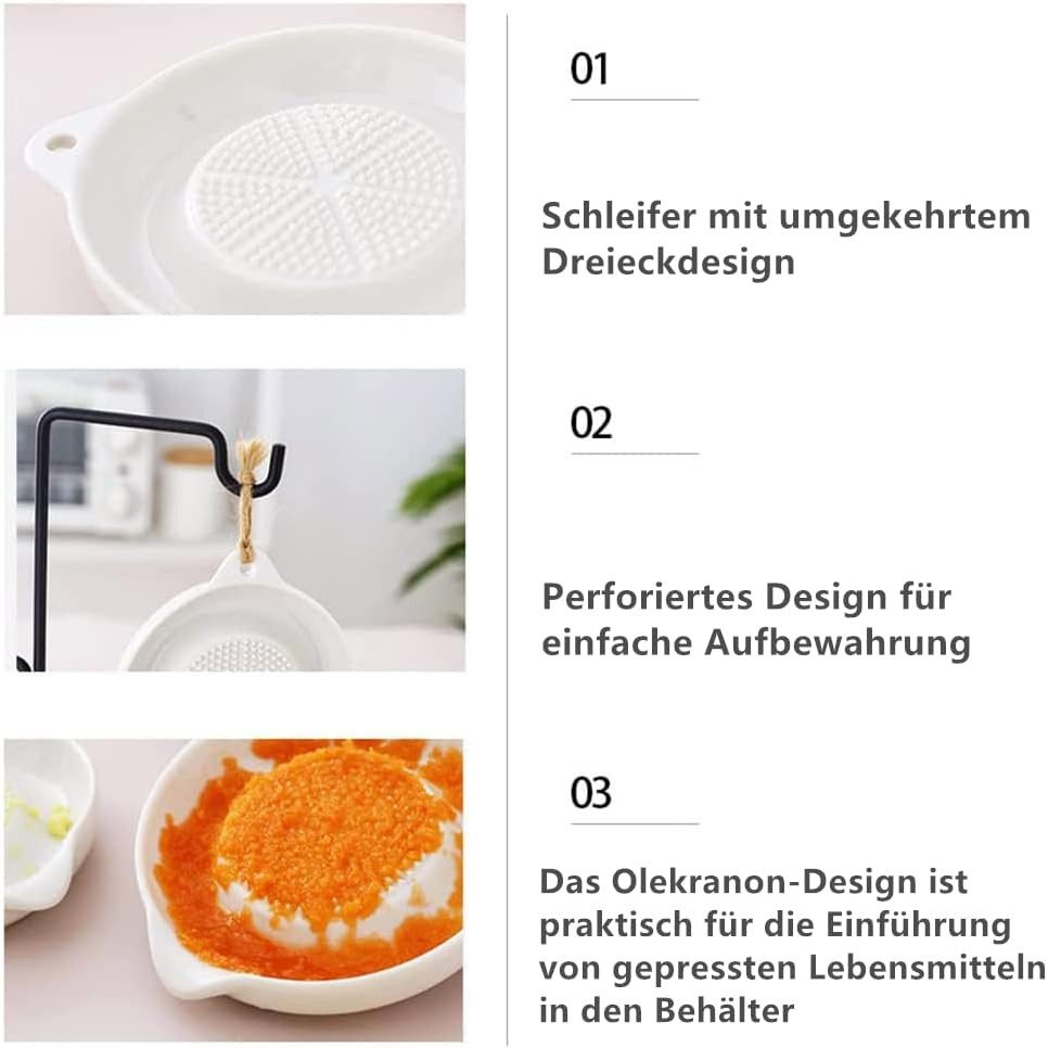 FELIXLEO Vierkantreibe Keramik Ingwerreibe Mit Bürste Für Knoblauch Ingwer Gemüse Obst, (1-St)