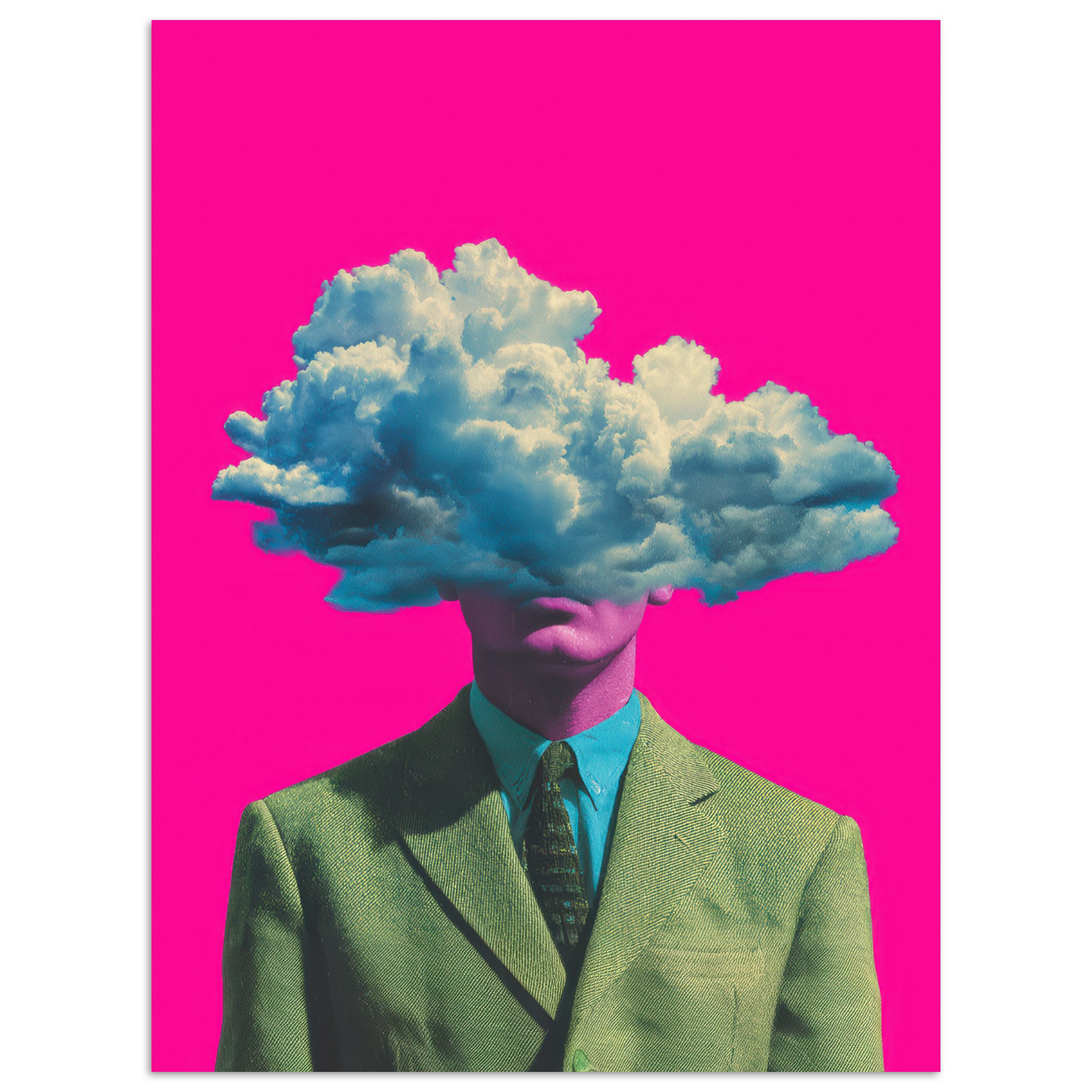 MuchoWow Poster Mann - Anzug - Wolke - Rosa, (1 St), Poster ohne Rahmen, Wandbild, Wandposter, 30x40 cm
