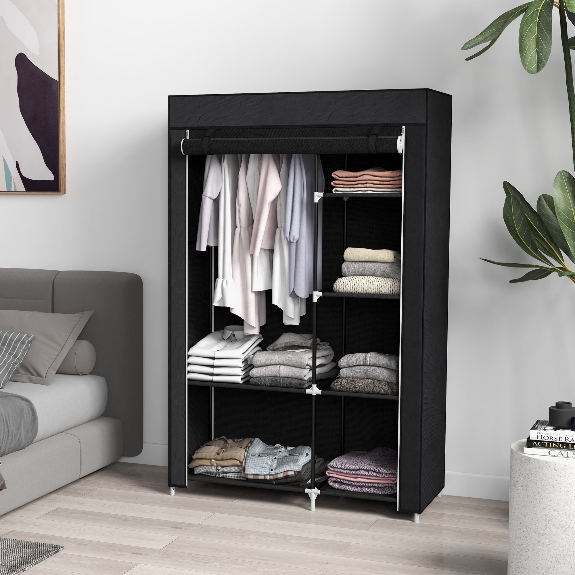 HOMCOM Stoffschrank Klappbarer Kleiderschrank Faltbare Garderobe günstig online kaufen