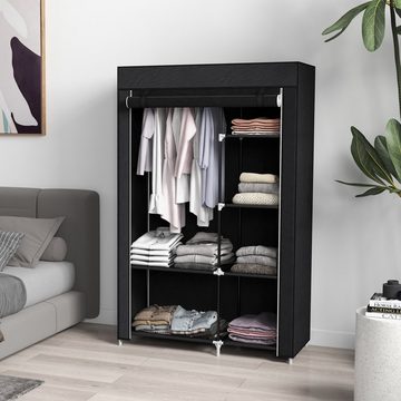 HOMCOM Stoffschrank Klappbarer Kleiderschrank Faltbare Garderobe in Vlies-Optik (Kleiderständer, 1-St., Faltschrank) Klettverschluss am Türvorhang