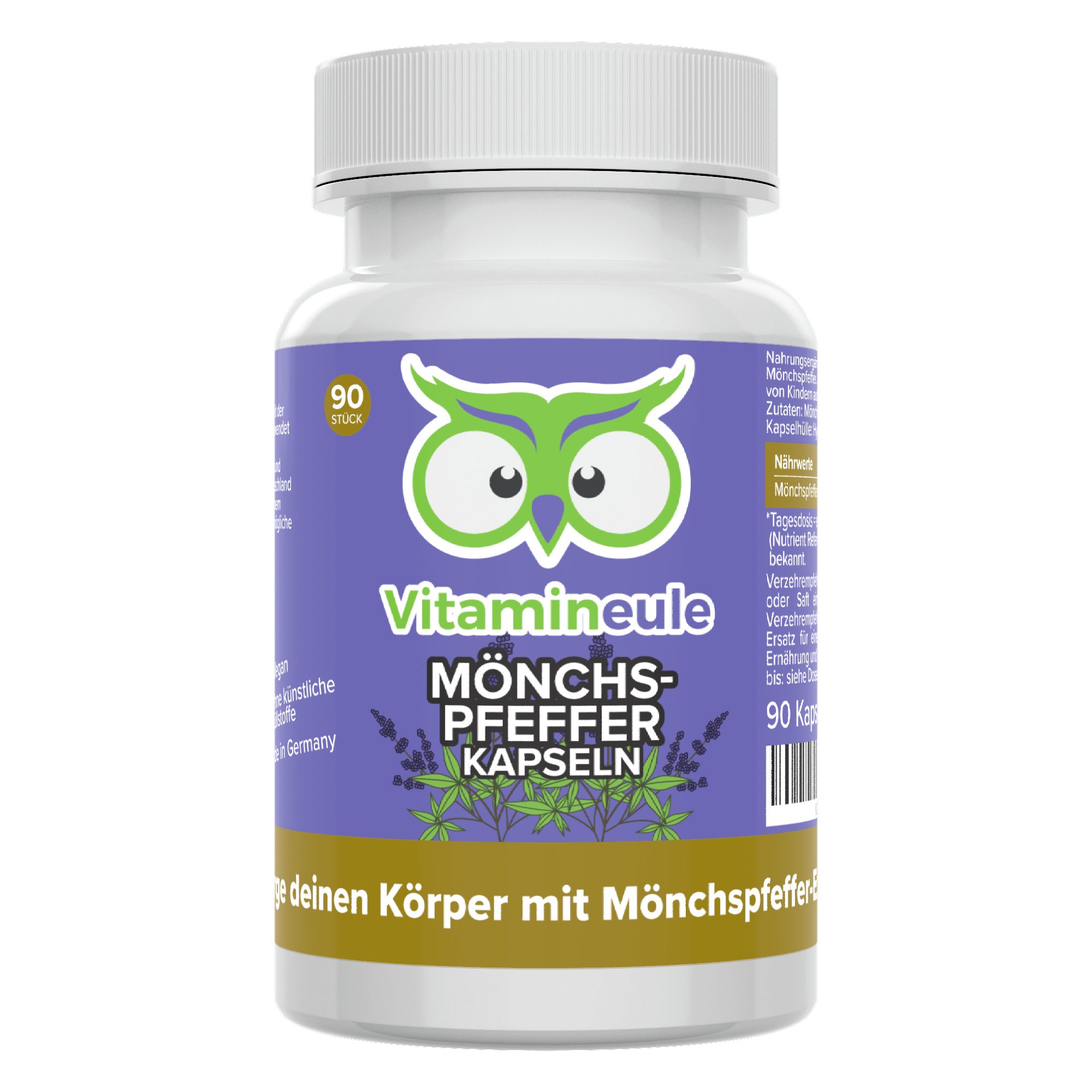 Vitamineule 90 Mönchspfeffer Kapseln mit 30 mg natürlichem Mönchspfeffer-Extrakt - Kapsel