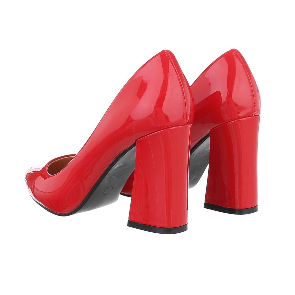 Ital-Design Damen Abendschuhe Elegant High-Heel-Pumps Blockabsatz High Heel Pumps in Rot