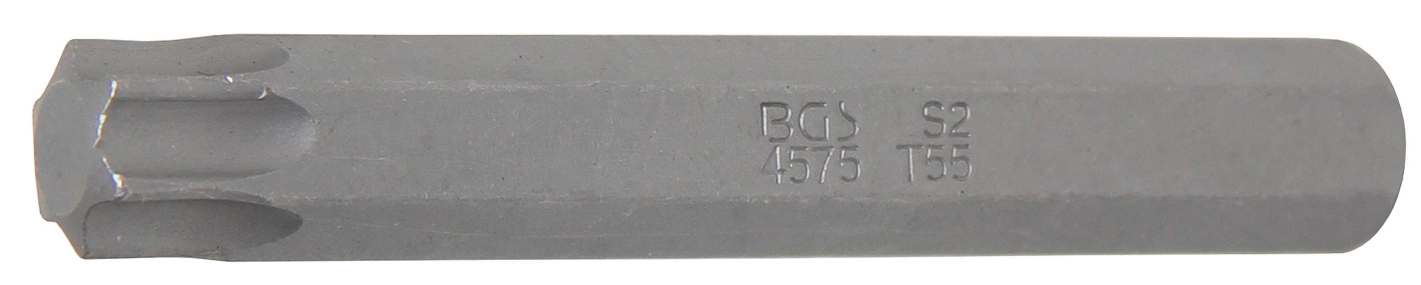 BGS technic Bit-Schraubendreher Bit, Länge 75 mm, Antrieb Außensechskant 10 mm (3/8), T-Profil (für Torx) T55