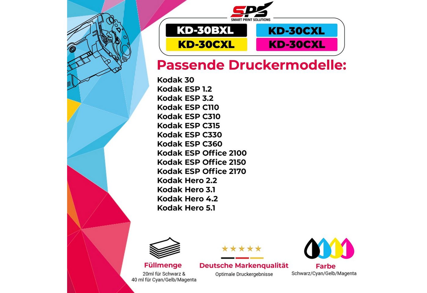 Thumbnail - SPS Kompatibel für Kodak Diconix ESP-C310 3952363 30XL Tintenpatrone (1er Pack)
