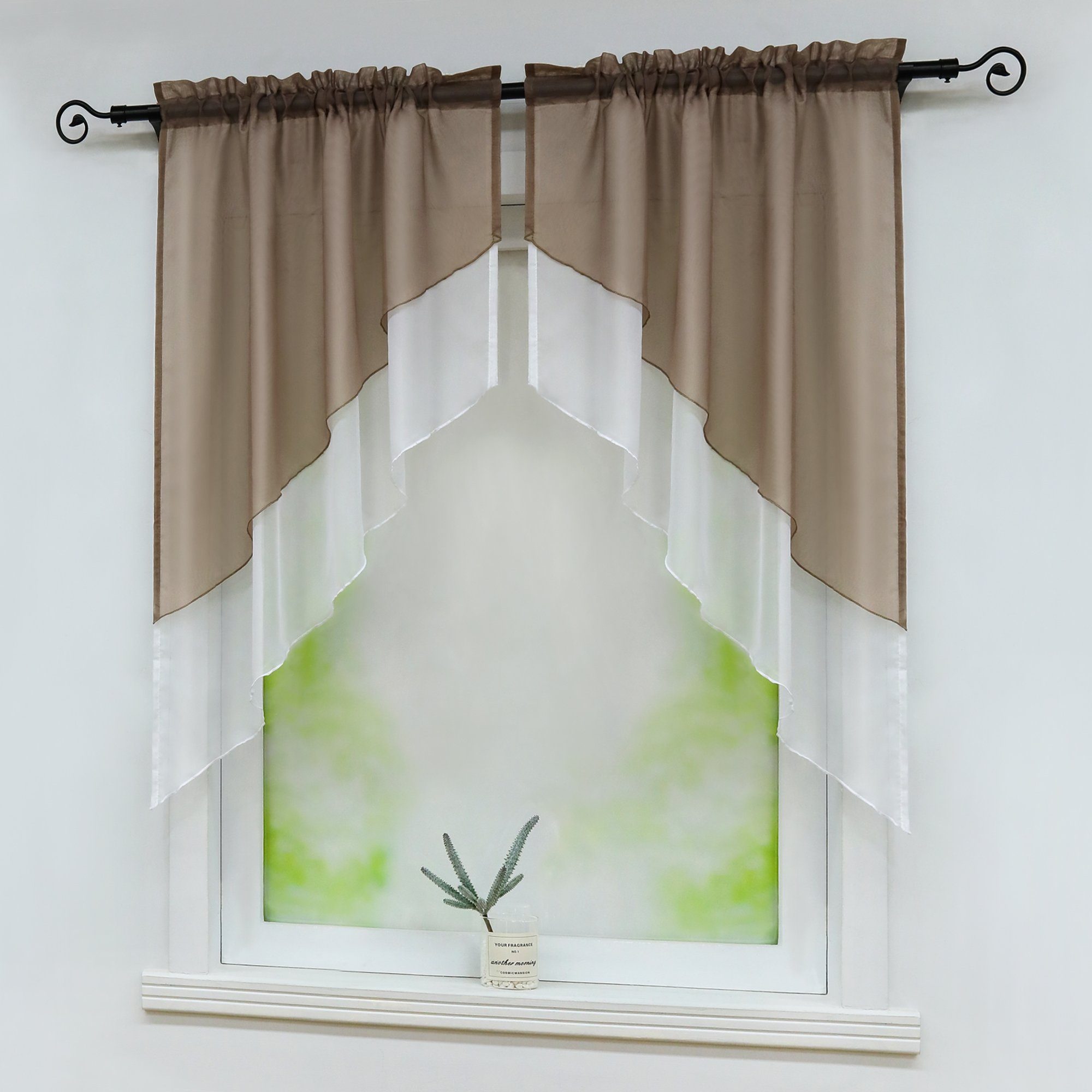 Delien Scheibengardine Beyza (2 St), Stangendurchzug, transparent, Zweifarb günstig online kaufen