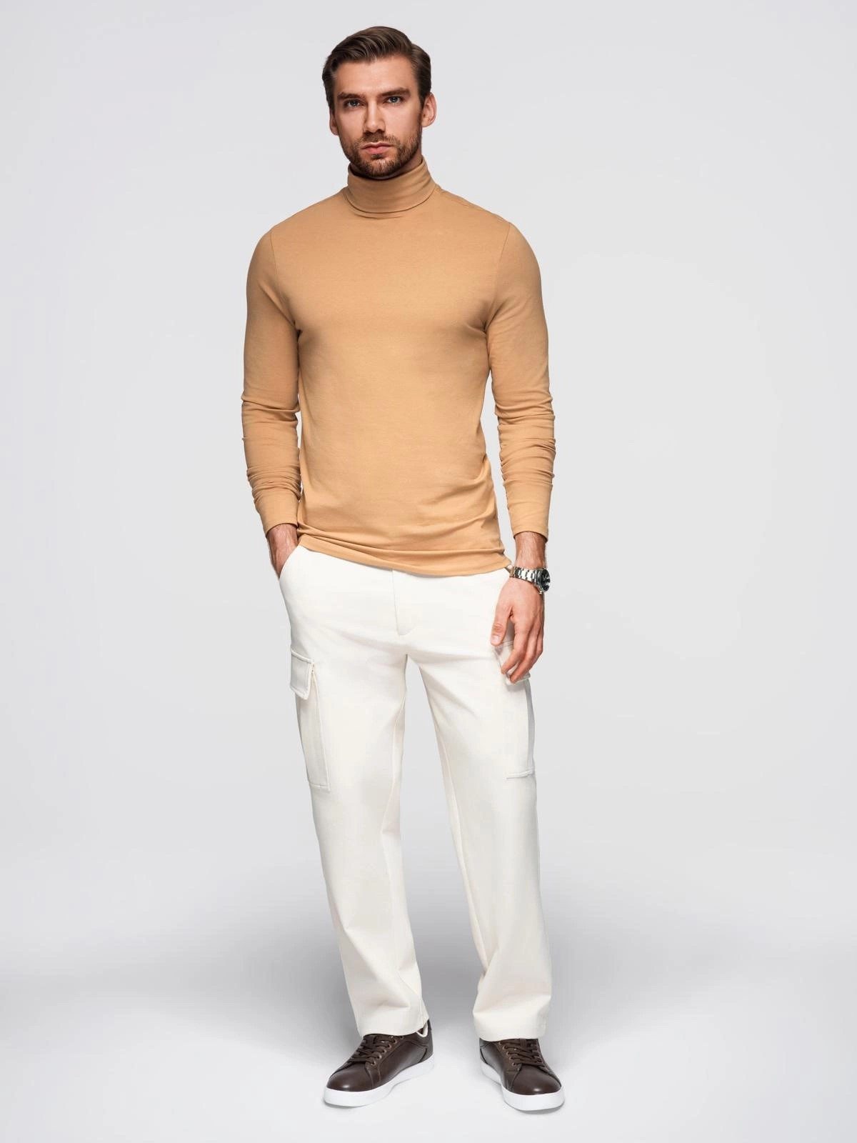 OMBRE Rollkragenpullover Unifarbenes Herren-Longsleeve mit Rollkragen