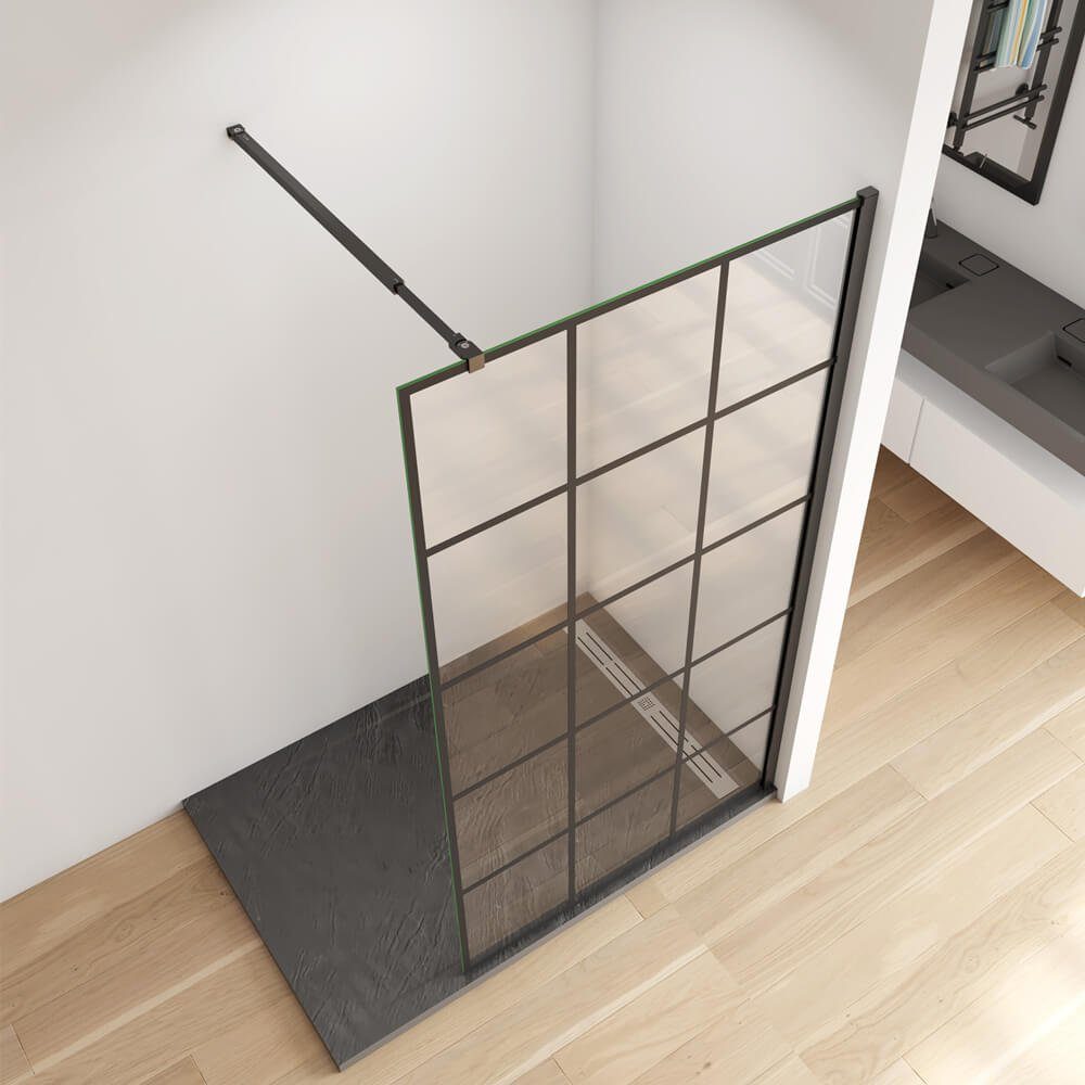 duschspa Duschwand 200cm Glaswand mit schwarzem günstig online kaufen