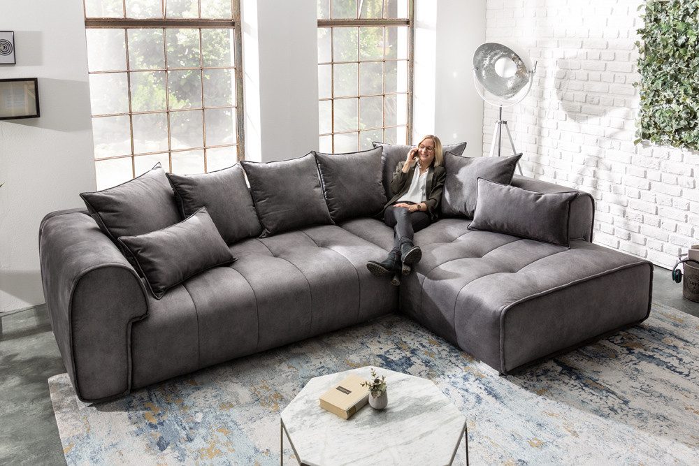 riess-ambiente Ecksofa CLAN 320cm anthrazit, Eckcouch · XXL · inkl. Kissen günstig online kaufen