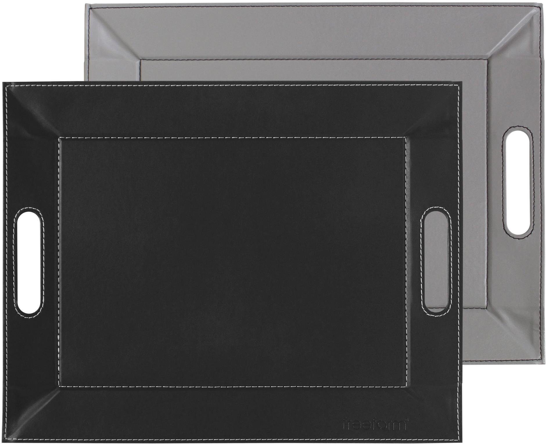 freeform Tablett DUO, 2-farbiges Wendetablett, Tablett und Tisch-Set in einem, wendbar, Kunstleder, (1-tlg), mit Doppelfunktion, pflegeleicht und kann platzsparend verstaut werden