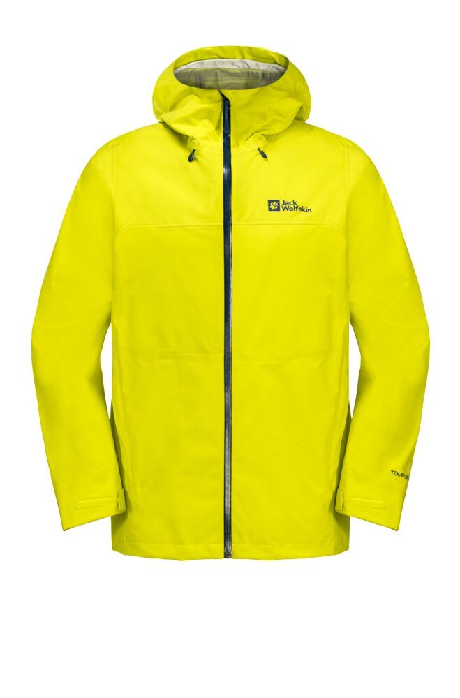 Jack Wolfskin Regenjacke Highest Peak 3-Lagen (wasserdicht, winddicht, atmungsaktiv) lemongelb