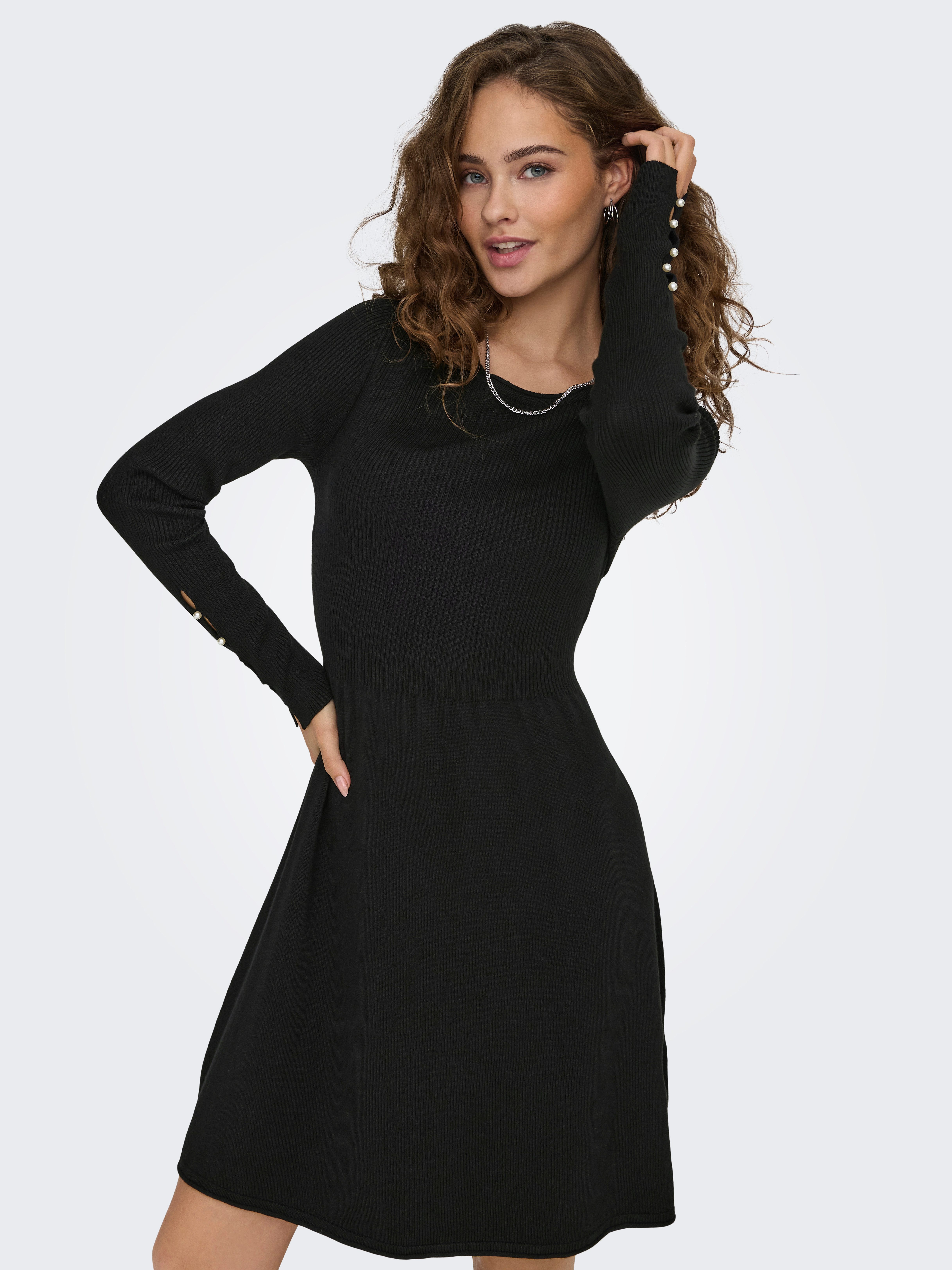 ONLY Midikleid ONLNATASCHA LS PEARL O-NECK günstig online kaufen