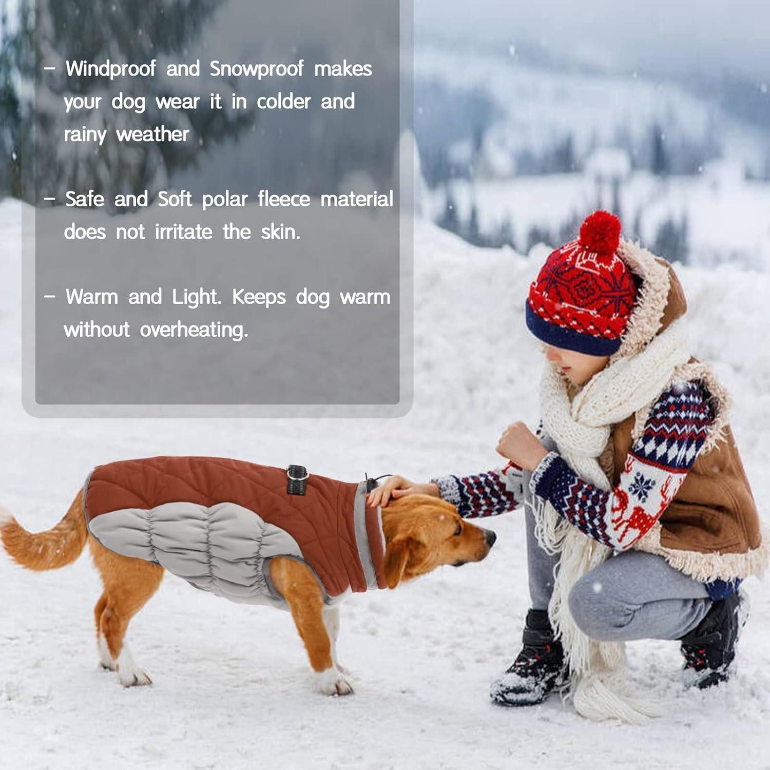 Kuoser Schutzkragen Wasserdichter Hundemantel Winterjacke für kleine mittlere große Hunde