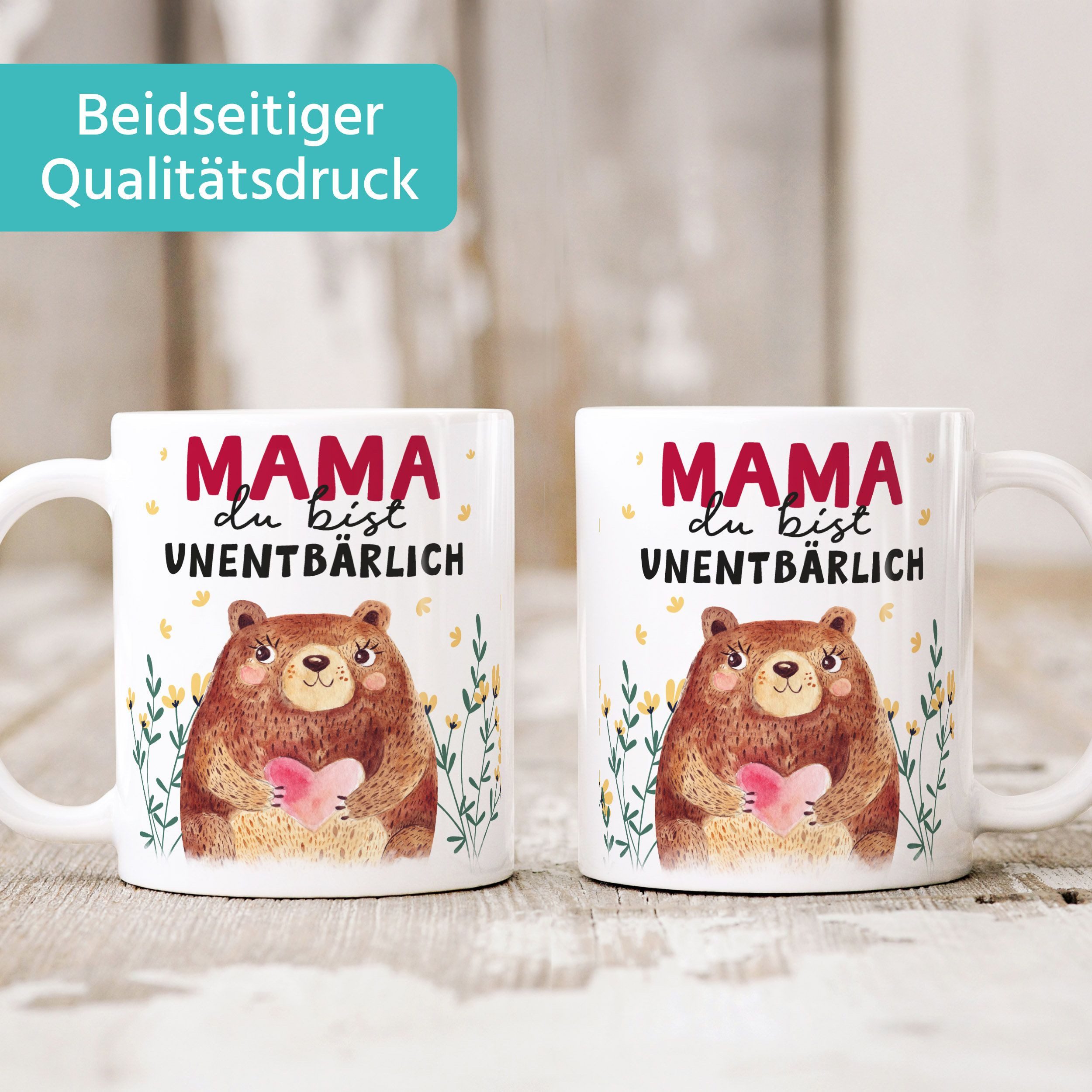 SpecialMe Tasse Kaffee-Tasse Muttertag lustig Spruch Mama du bist unentbärlich Bär, Keramik