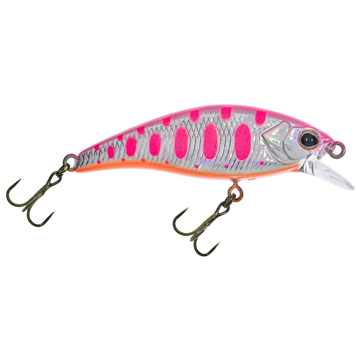 Pink Yamame Illex Illex (1-St) Flat Tricoroll Kunstköder Wobbler 45 S 3,7g,