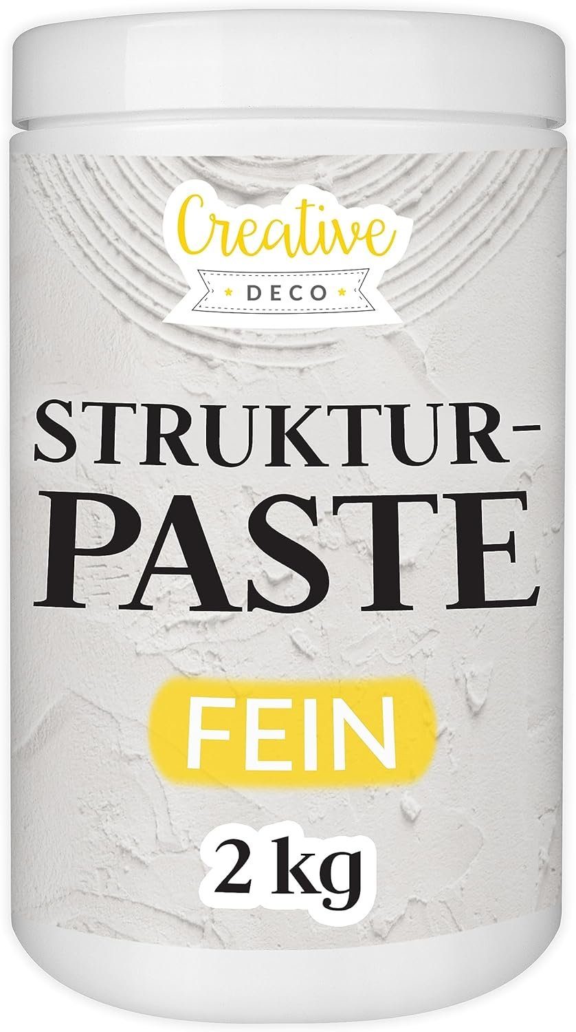 Creative Deco Malpaste Strukturpaste 2 kg Weiße Spachtelmasse für Acrylmalerei Modellierpaste