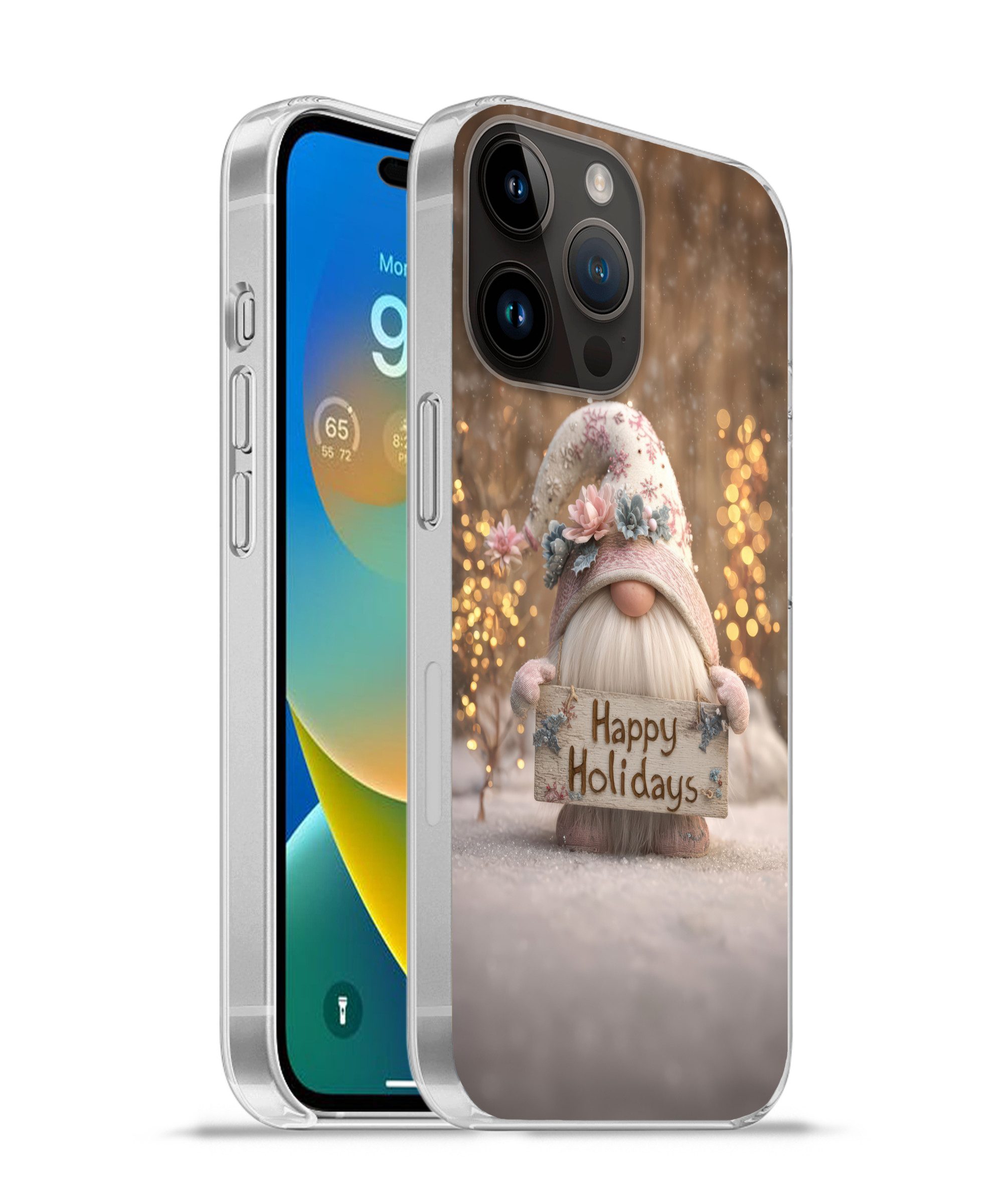 MuchoWow Handyhülle für Apple iPhone 14 Pro Weihnachten - Wichtel - Teller - Bunt, Smartphone-Bumper, Print, Handy Schutzhülle Dünn
