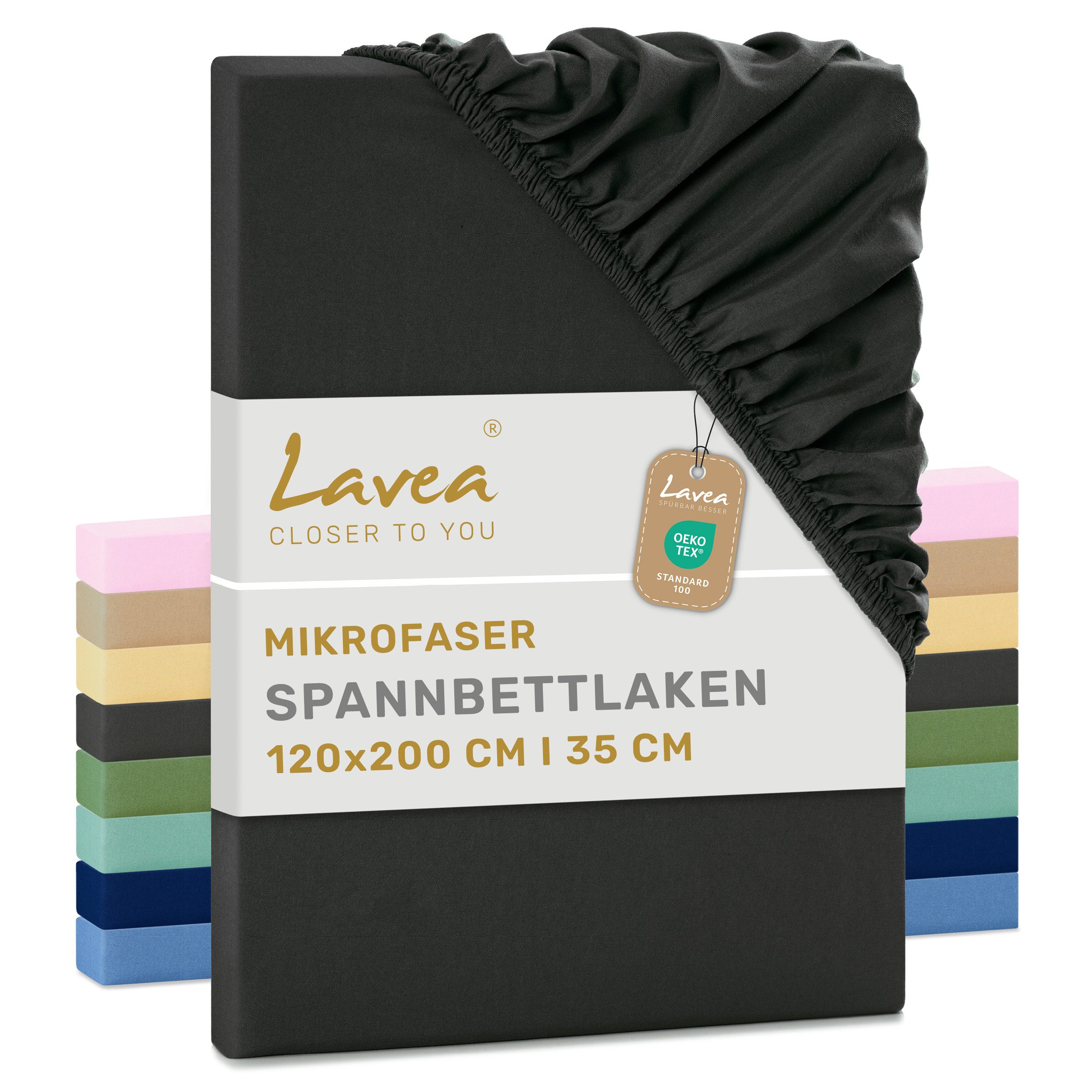 Lavea Spannbettlaken Bettlaken, Spannlaken Mikrofaser, 180x200cm, 200x200cm, (1 Stück), kühlend & atmungsaktiv, schnelltrocknend, weich, pflegeleicht