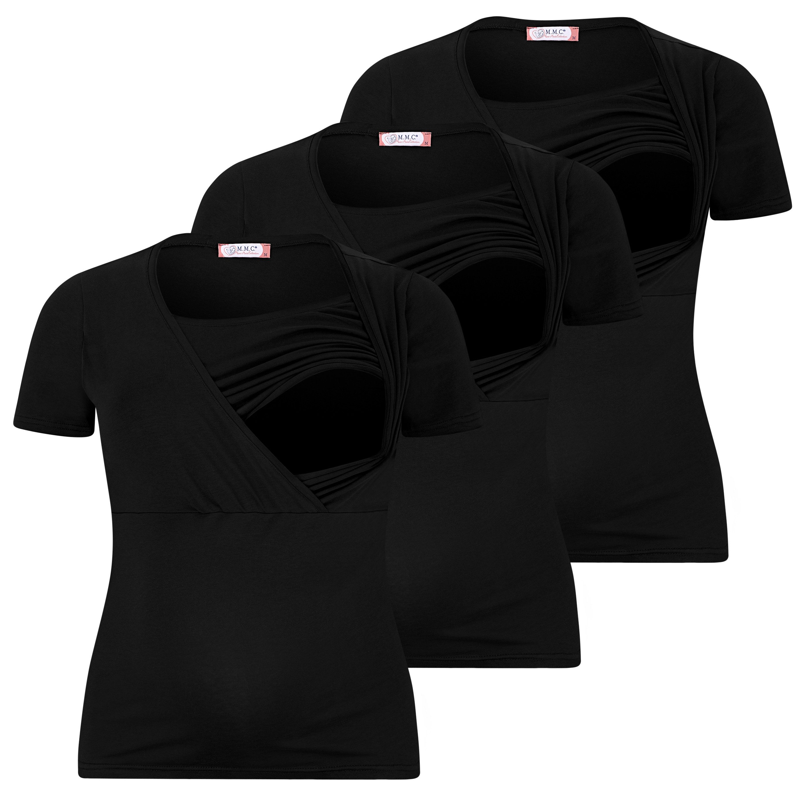 M.M.C. Stillshirt Stillmode Umstandsshirt 3er Set Umstandsmode (3-tlg) Schwangerschaftsshirt