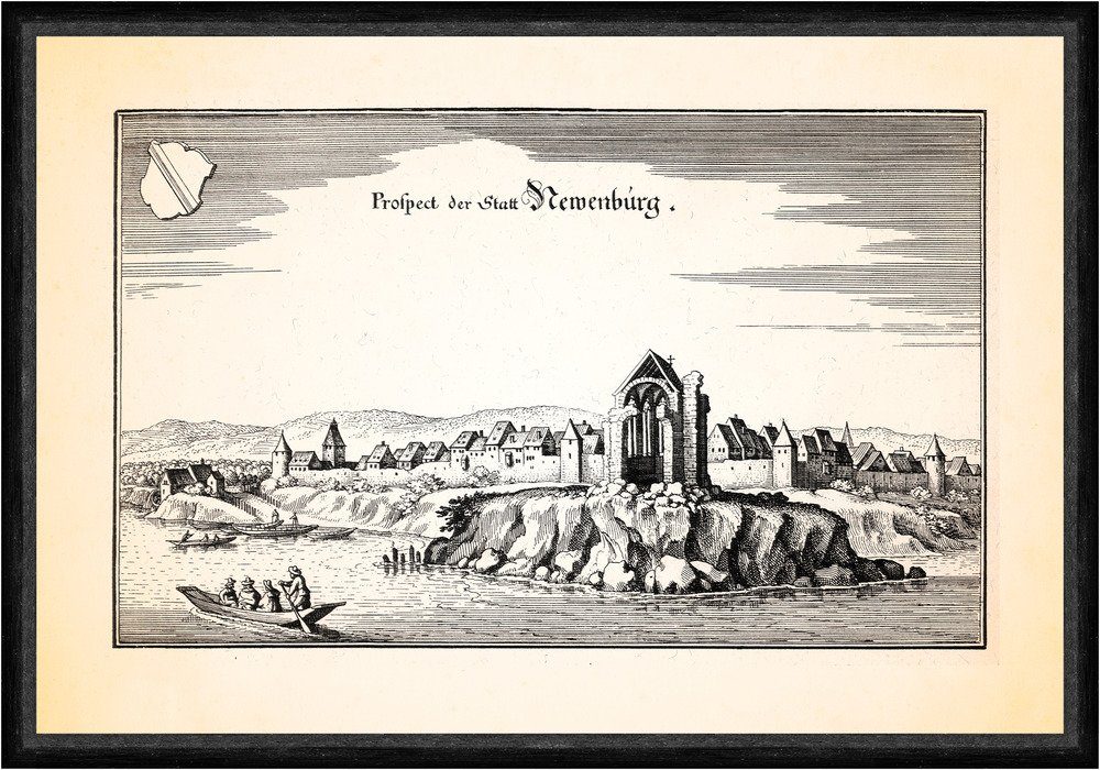 Kunstdruck Prospect der Stadt Neuenburg am Rhein Breisgau Elsass Ruine Faks_Meri, (1 St)