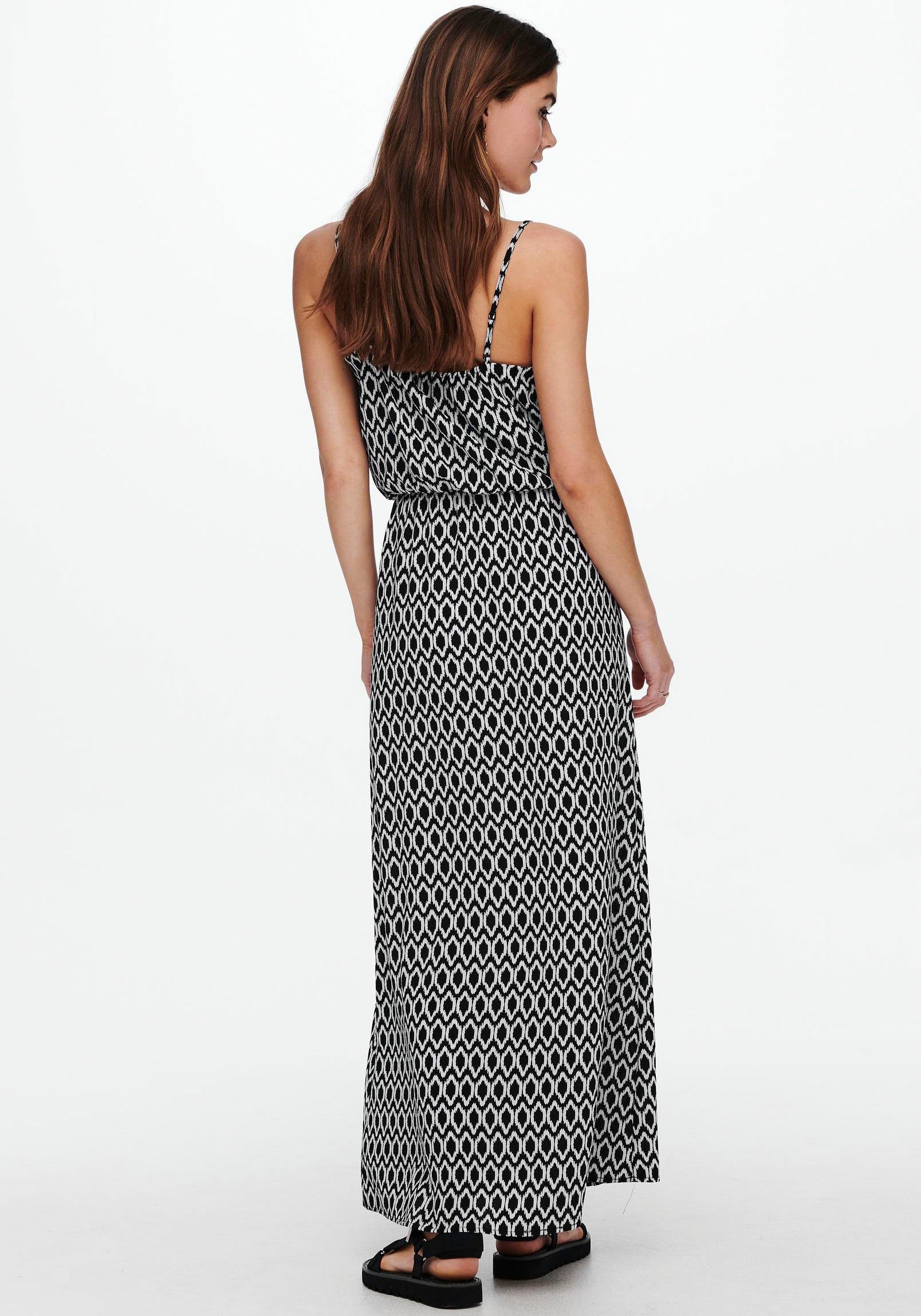 ONLY S/L DRESS MAXI GRAPHIC PTM Black CIRCLE NOOS Spaghettiträger ONLWINNER mit Maxikleid