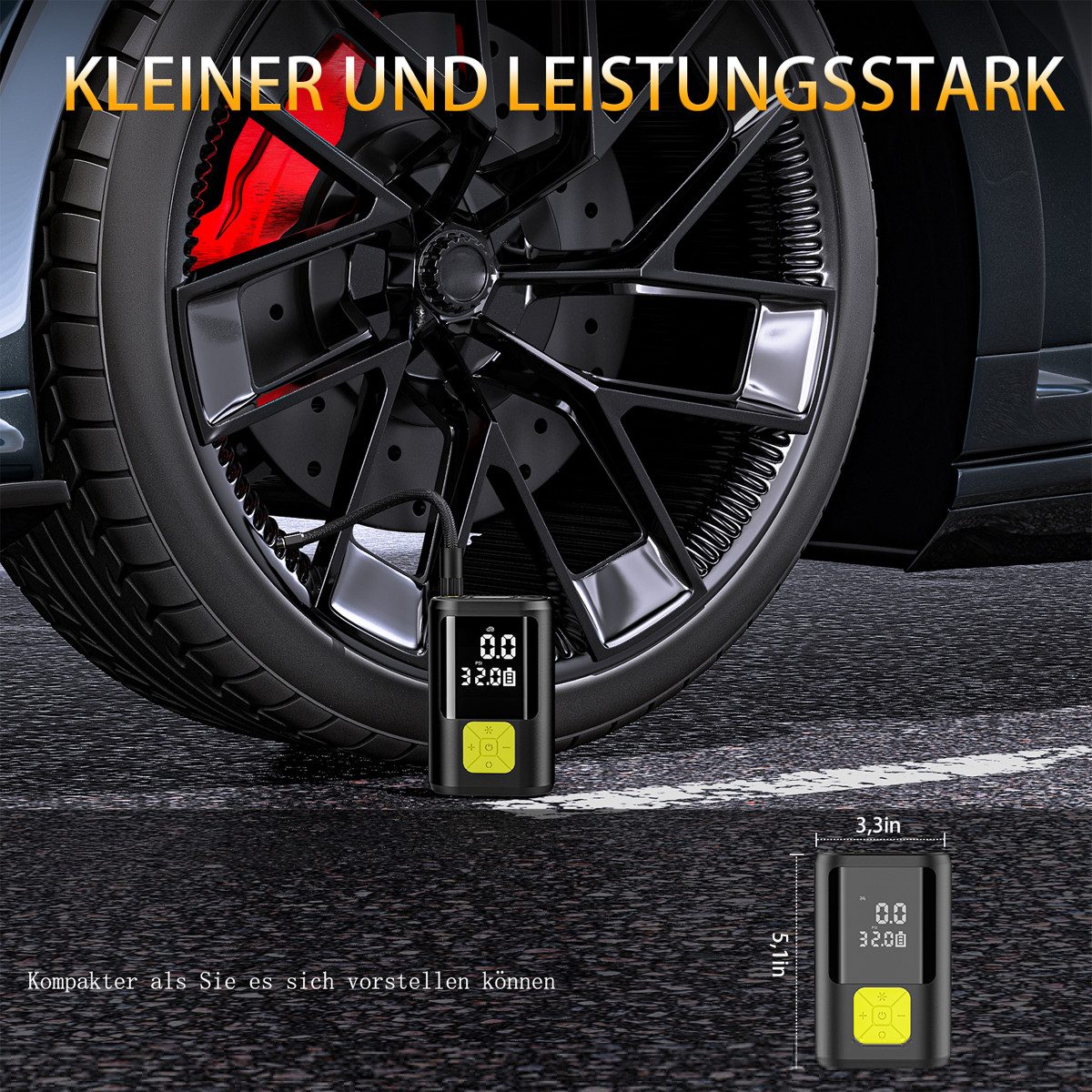 AeroAxis Akku-Luftpumpe Elektrische Luftpumpe, wiederaufladbare Luftpumpe 6000 mAh 150 PSI, mit Digitale LCD-Bildschirm für Auto Fahrrad Motorrad Bälle