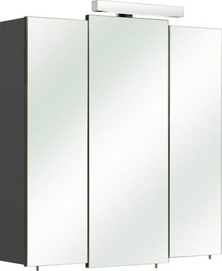 Saphir Badmöbel-Set Quickset 2-teilig, Waschbeckenunterschrank mit LED-Spiegelschrank, (2-St), Waschplatz 68 cm breit, 5 Türen, inkl. Türdämpfer, Griffe Chrom Glanz