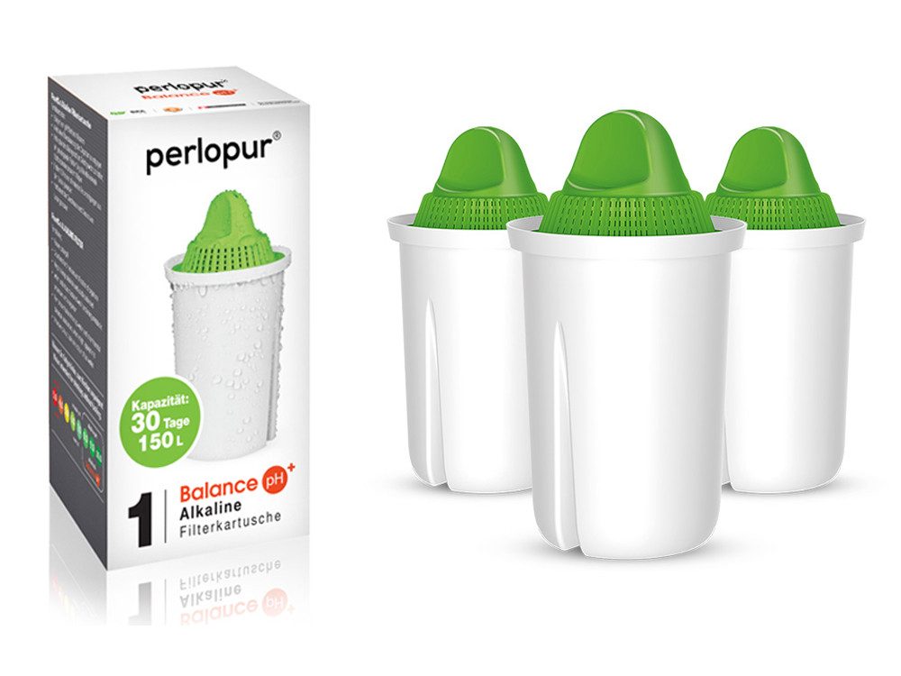 PerloPur Kalk- und Wasserfilter Classic Filterkartuschen Alkaline Pack 3 für basisches Wasser