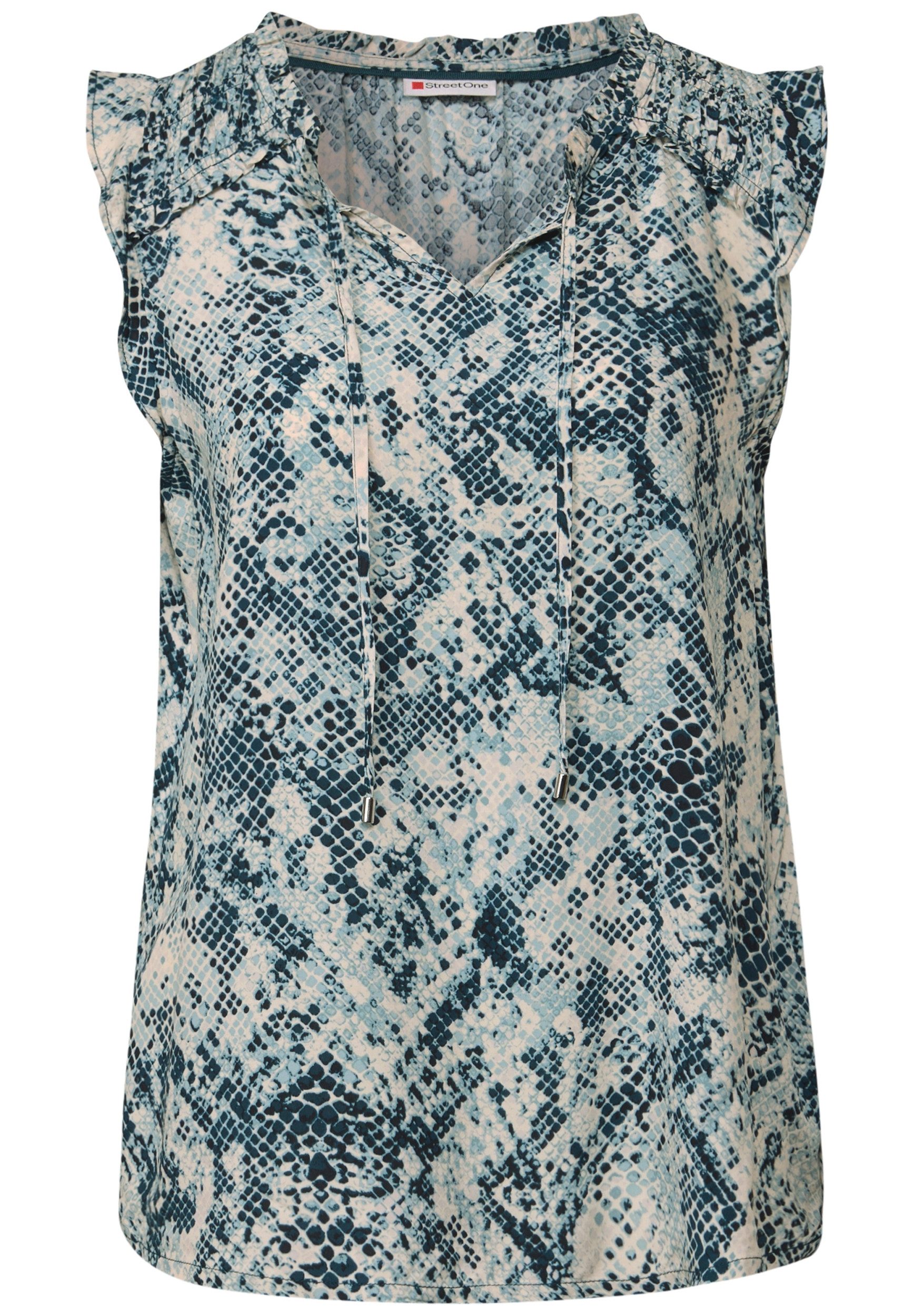 STREET ONE Blusentop Viskose Sommer Top – Print Blusentop mit Rüschen