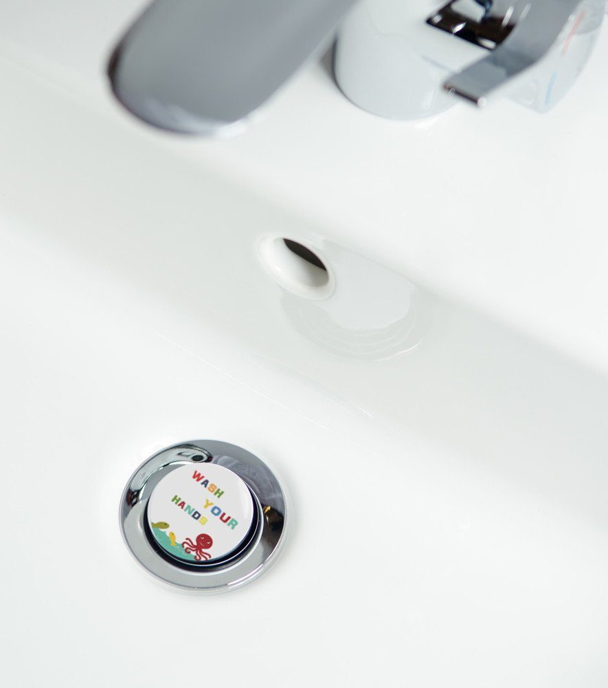 Sanilo Waschbeckenstöpsel Wash Your Hands, Ø 4.0 cm, hochwertig, universell, mit Motiv, 100% wasserdicht