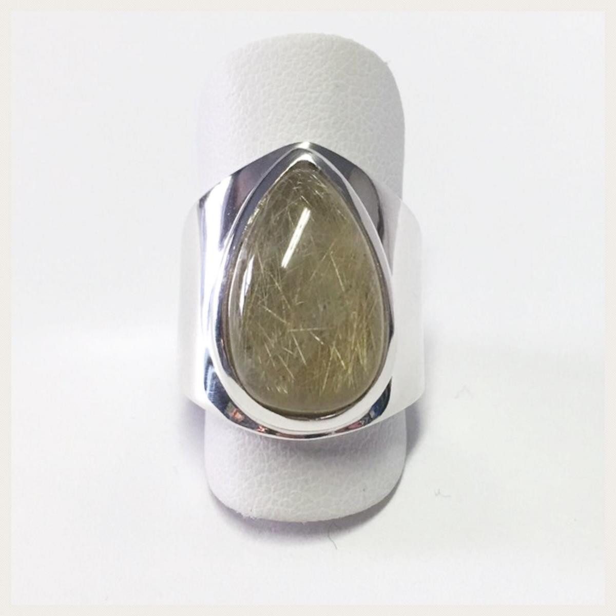 Edelschmiede925 Silberring moderner Silberring 925 mit Rutilquarz Cabochon #52