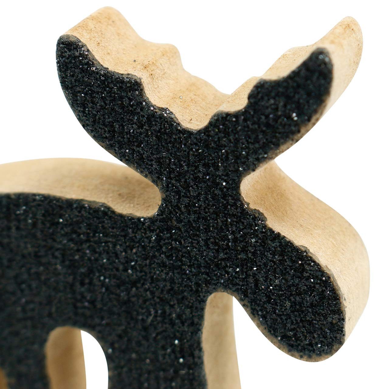 Florists Products Weihnachtsmann Weihnachtliche Streudeko Elch Holz Schwarz Glitzer Ideal, 12 Stück