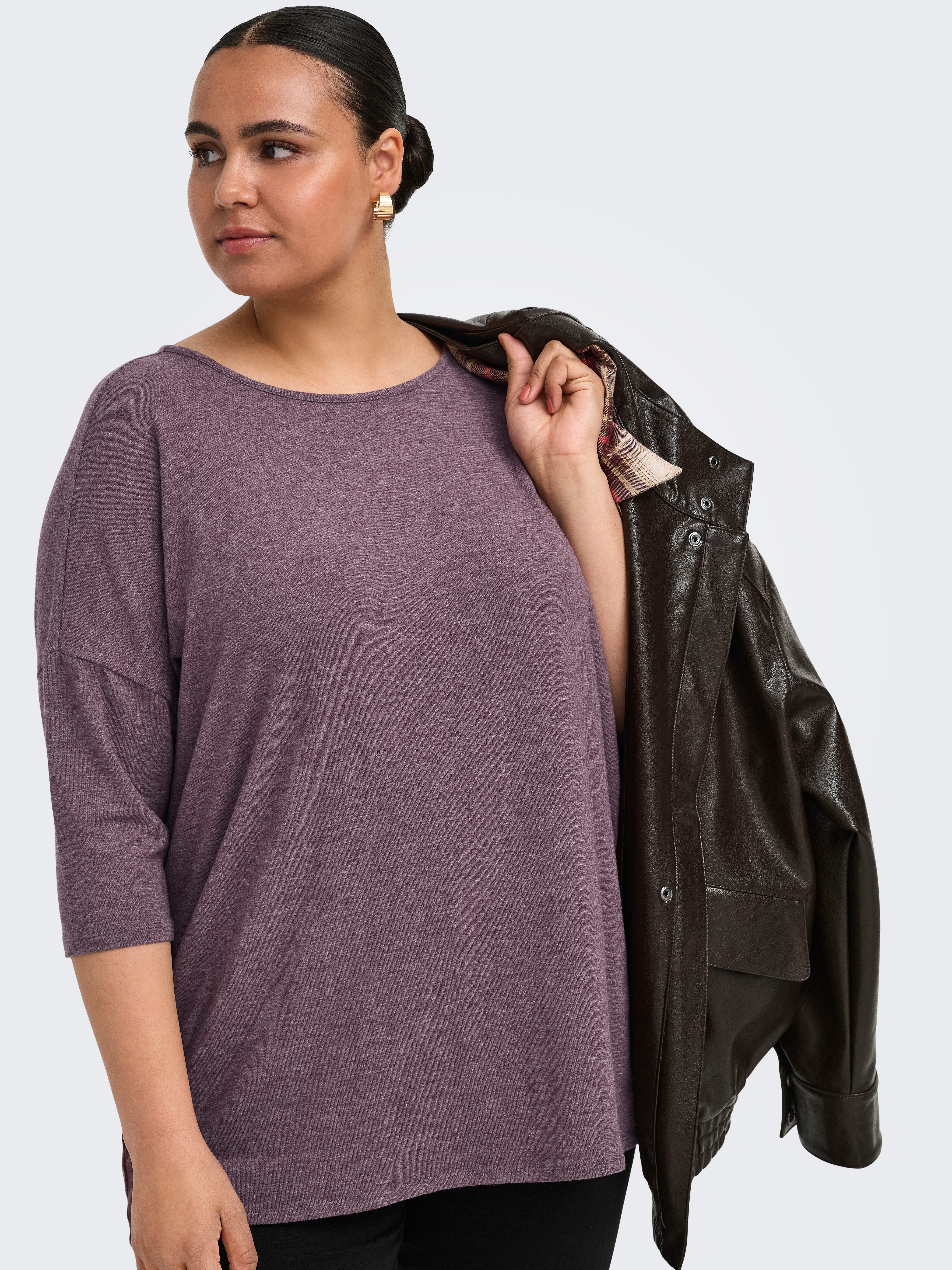 ONLY CARMAKOMA 3/4-Arm-Shirt CARLAMOUR 3/4 TOP JRS NOOS Materialmix, loose fit