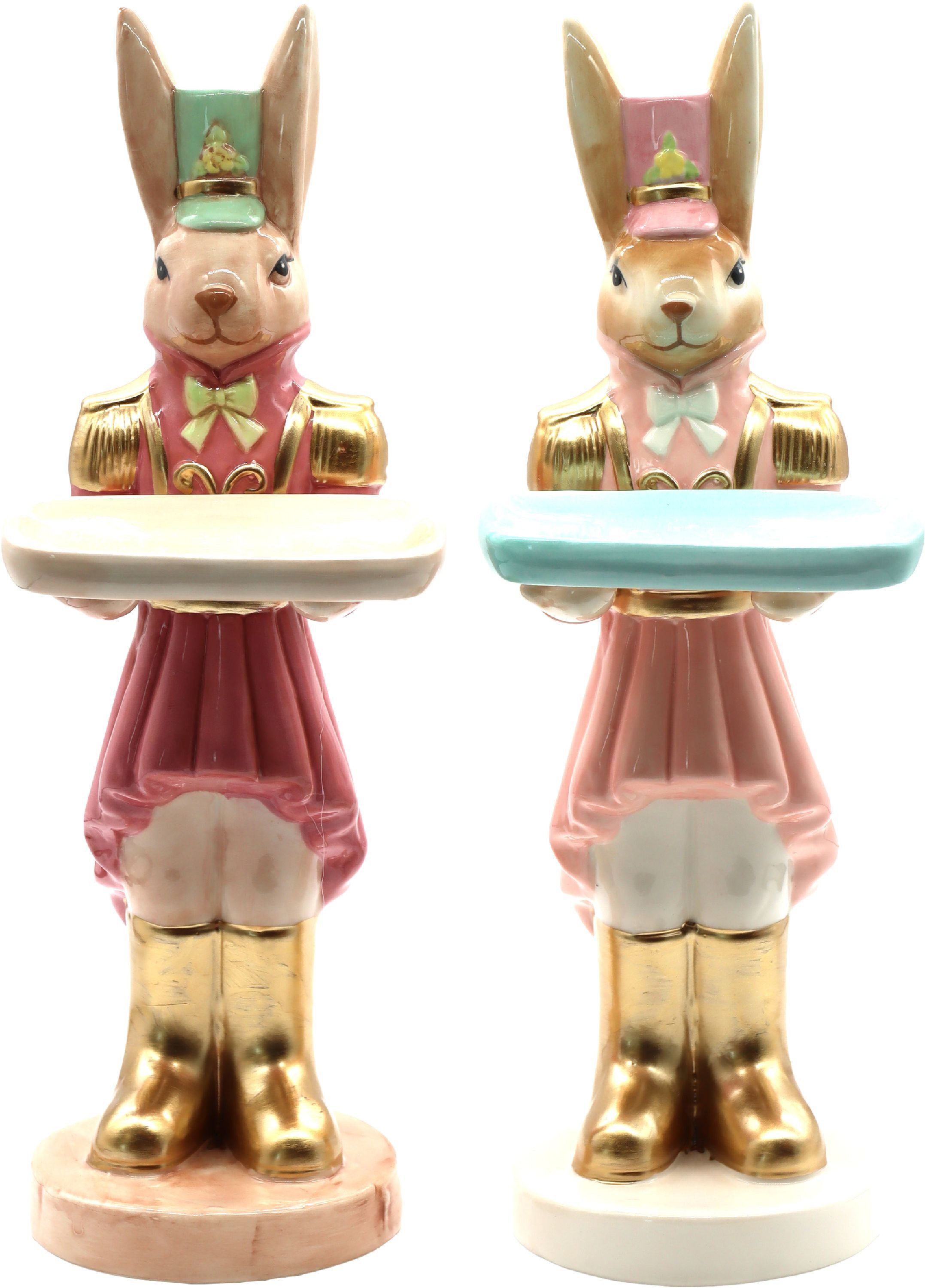 FURNARO Osterfigur (2-tlg. Dekohasenset), liebevoll gestaltet mit Tablett