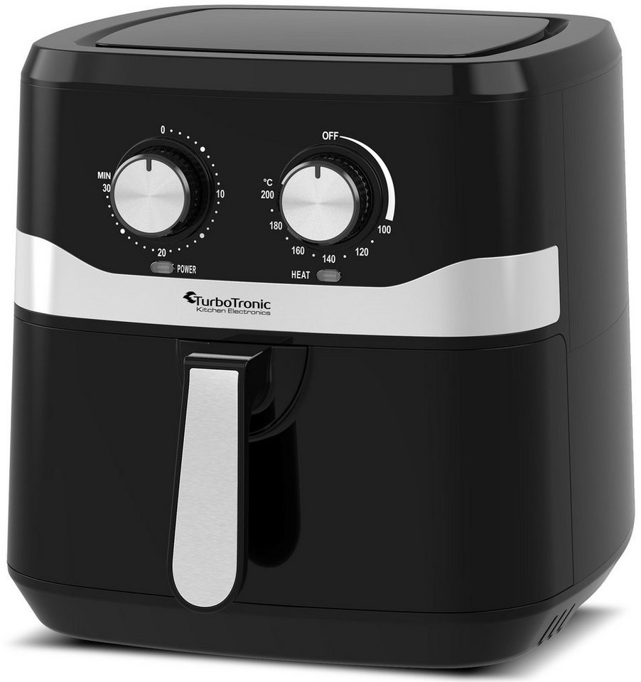 TurboTronic by Z-Line Heißluftfritteuse 7,5 Fassungsvermögen, 1800 W, mit 30 Minuten Timer, Temperatur 50-200°C, Fritteuse ohne Fett, Öl- und Fettfrei