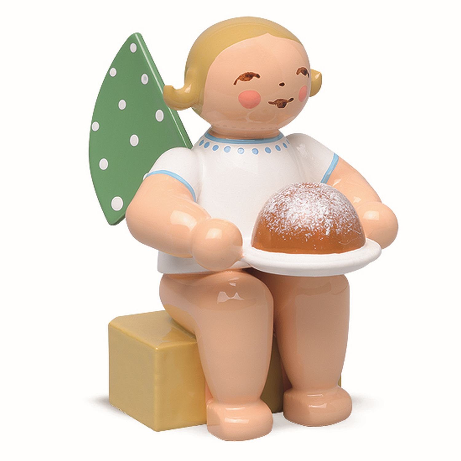 Wendt & Kühn Weihnachtsfigur Engel Klein mit Kuchen 650/K/154A, zufällig blond oder braunhaarig