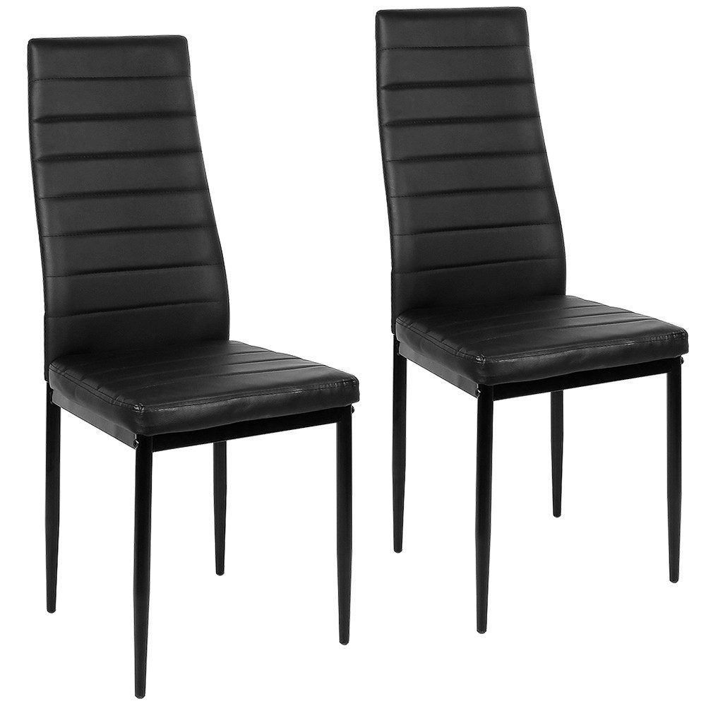 JEOBEST Esszimmerstuhl (2er-Set), Eleganter Stuhl mit hoher Rückenlehne, Kunstleder-Bezug, Polsterstuhl mit Metallbeinen