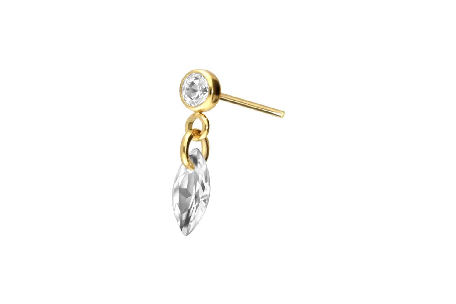 Piercing-Set Titan Aufsatz mit Push Pin KRISTALLOVAL