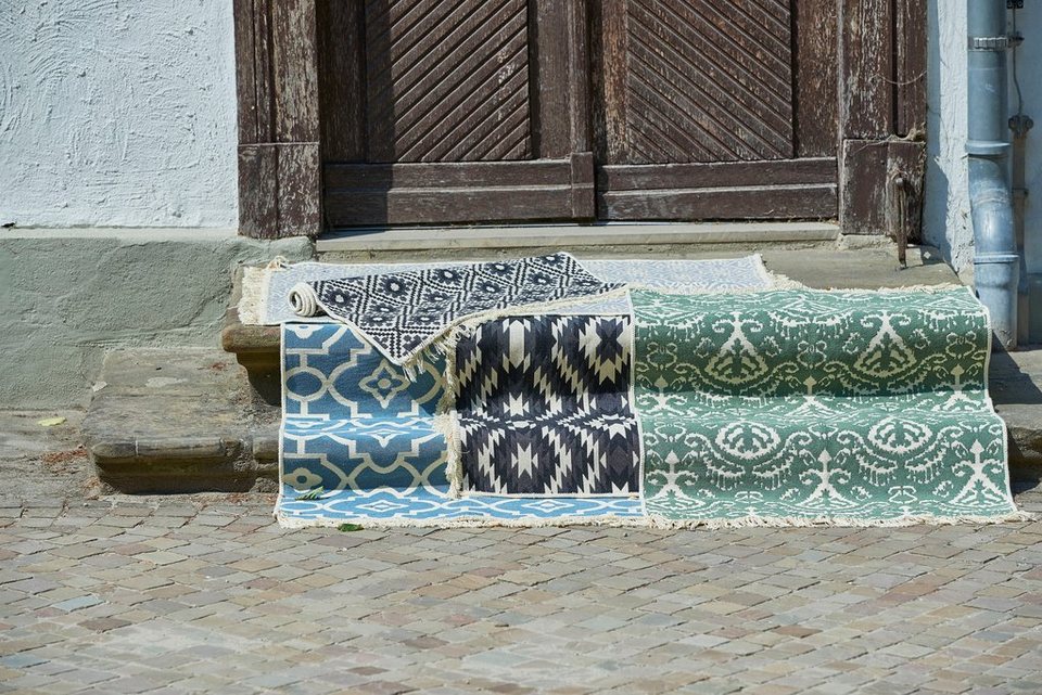 Teppich PARIS, done.®, rechteckig, Höhe: 8 mm, Flachgewebe, modernes Ethno  Design, mit Fransen, waschbar