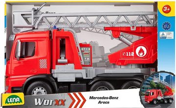 Lena® Spielzeug-Auto Worxx Feuerwehrauto - Mercedes-Benz Arocs (49cm), mit ausfahrbarer Leiter, Wassertank und funktionierender Wasserpritze