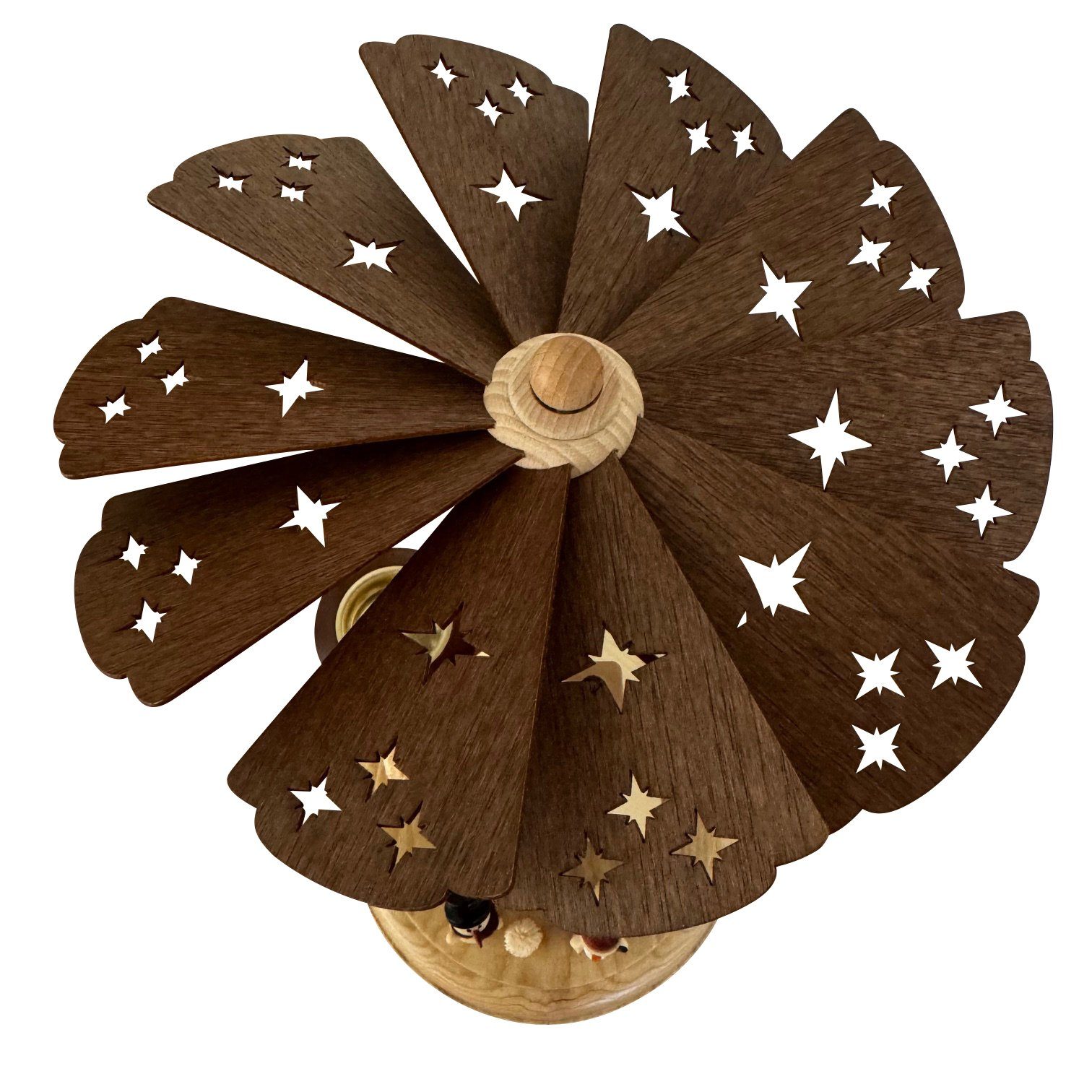 SAICO Original Weihnachtspyramide Tischpyramide aus Holz für Teelichter, Skihütte mit Weihnachtsmann, Räucherhaus, Räuchermännchen - Weihnachtsdeko aus dem Erzg – Bild 4 von 5