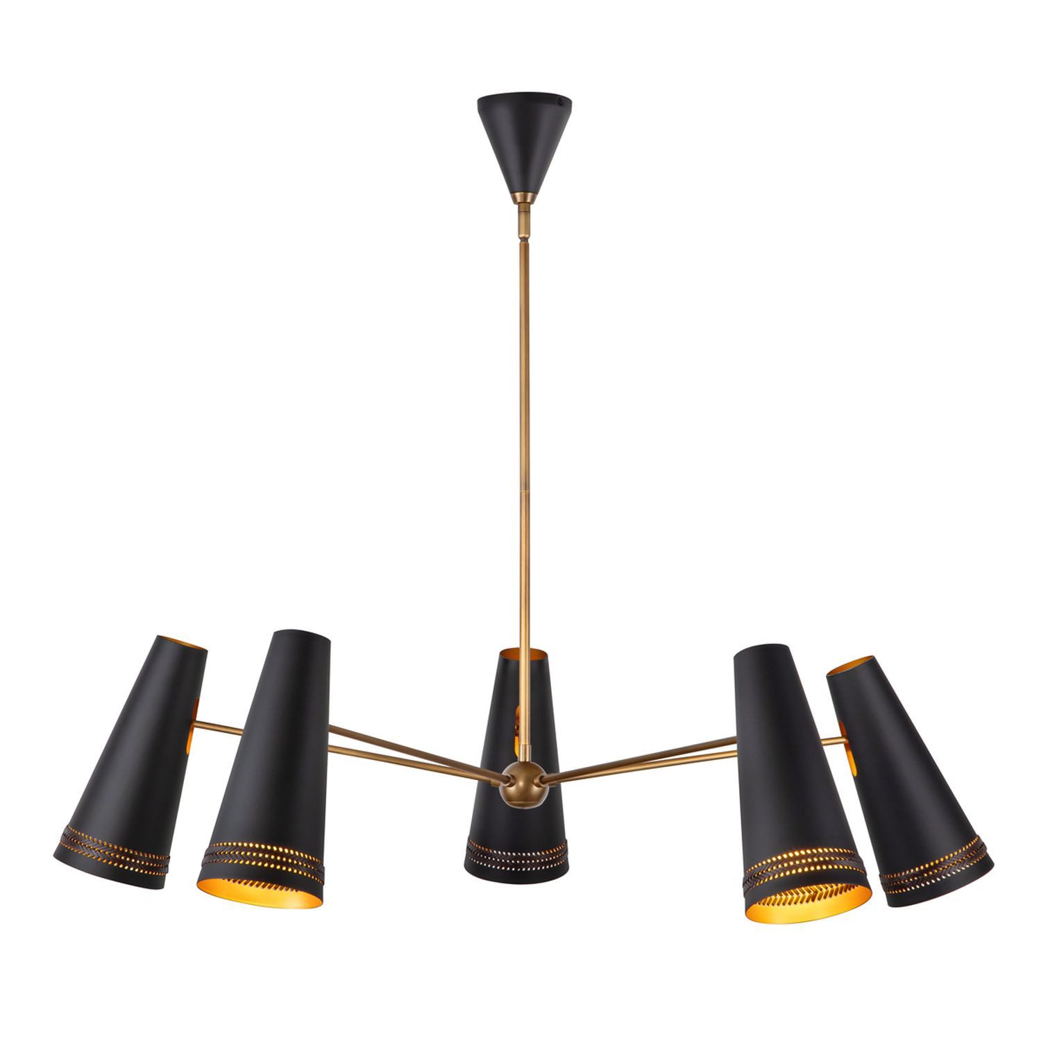 Licht-Erlebnisse Pendelleuchte ALARIK, ohne Leuchtmittel, B: 1143 cm H: max. 157.7 cm verstellbar Stahl Leder Schwarz Braun E27