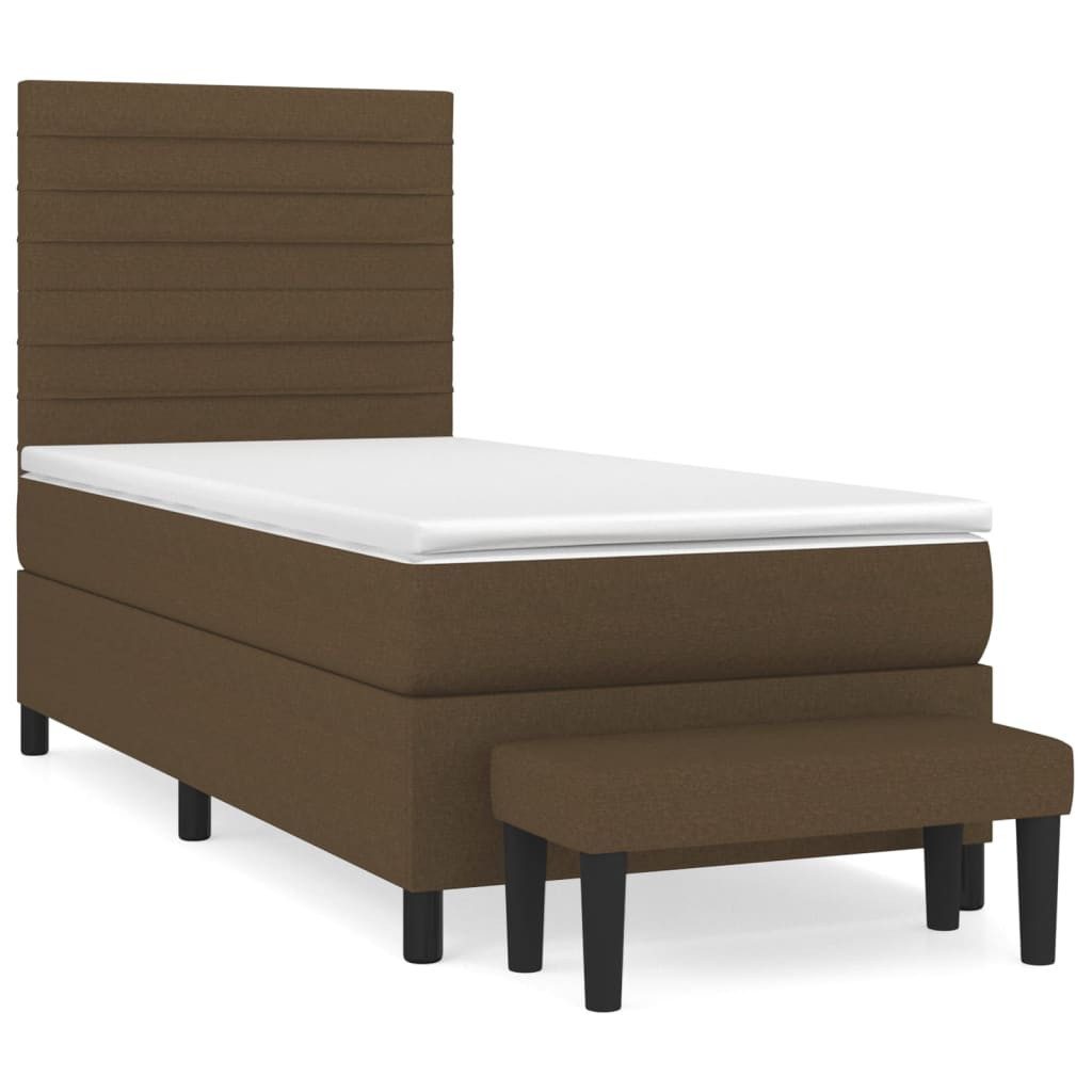 vidaXL Boxspringbett, Boxbett mit Matratze Dunkelbraun 80x200 cm Stoff günstig online kaufen