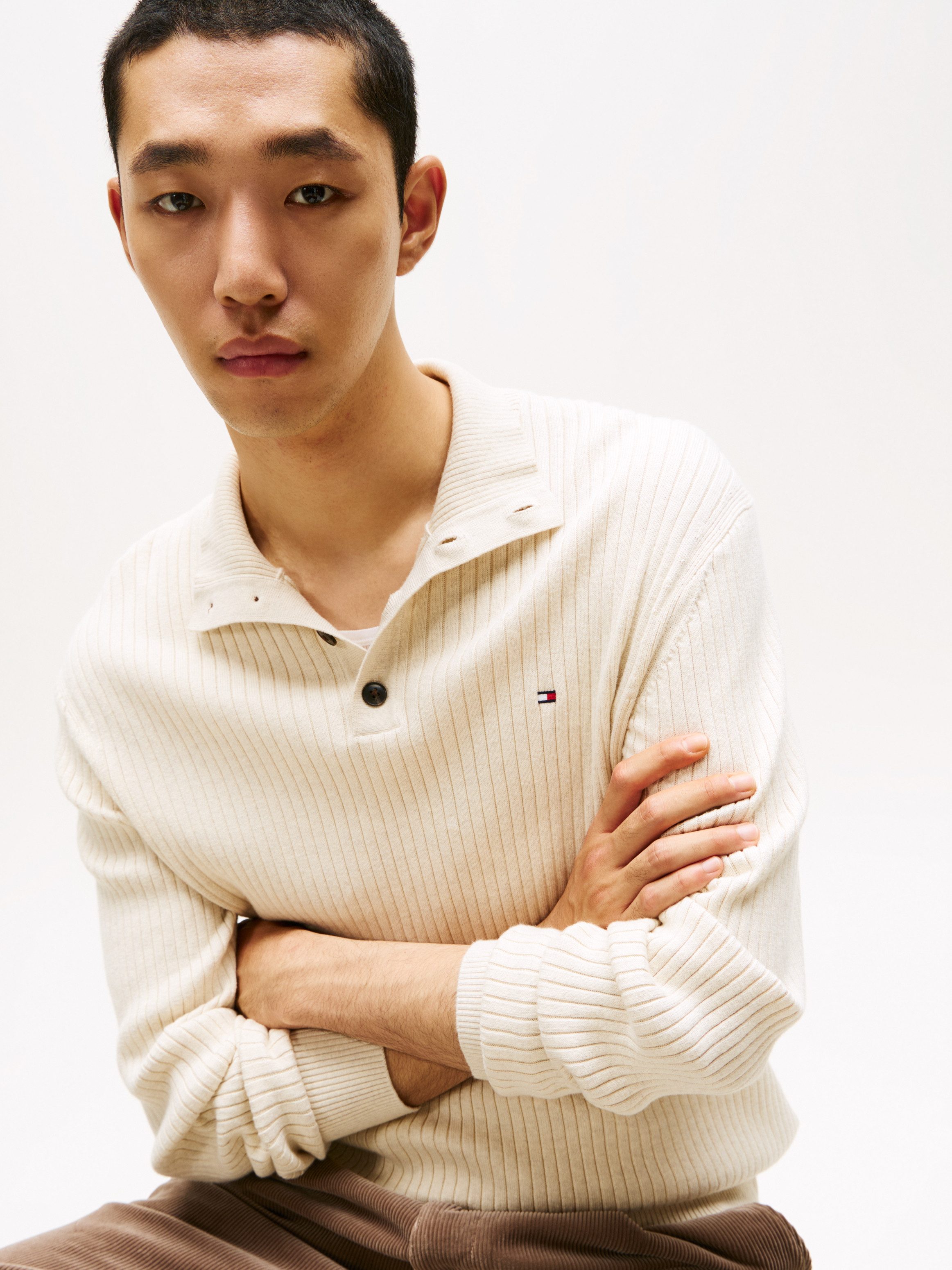 Tommy Hilfiger Troyer PIMA CASH STRUCTURE MOCK Rippbündchen am Kragen, Ärme günstig online kaufen