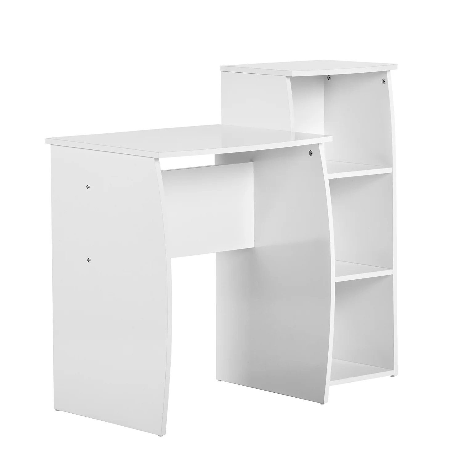 Coonoor Schreibtisch Moderner Bürotisch-Kombi in Weiß mit 3 Bücherregalen, Nordisches Design