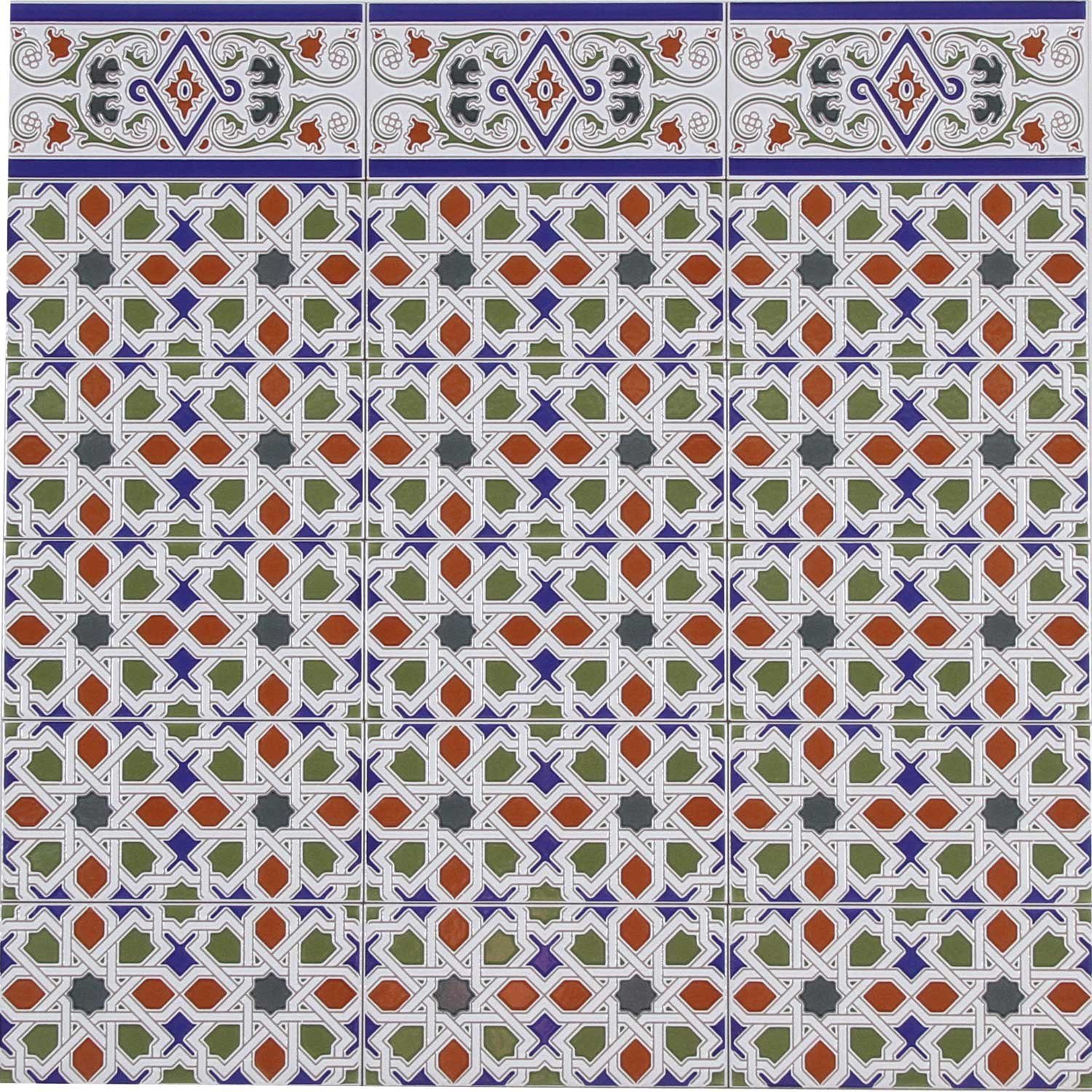 Casa Moro Wandfliese Marokkanische Wandfliese Rayhan 28x14 cm 0,98 m², Keramik, Bunt, Maurische Relief-Fliesen aus Keramik, Schöne Wandfliesen für Küche Bad & Küchenrückwand FL3050