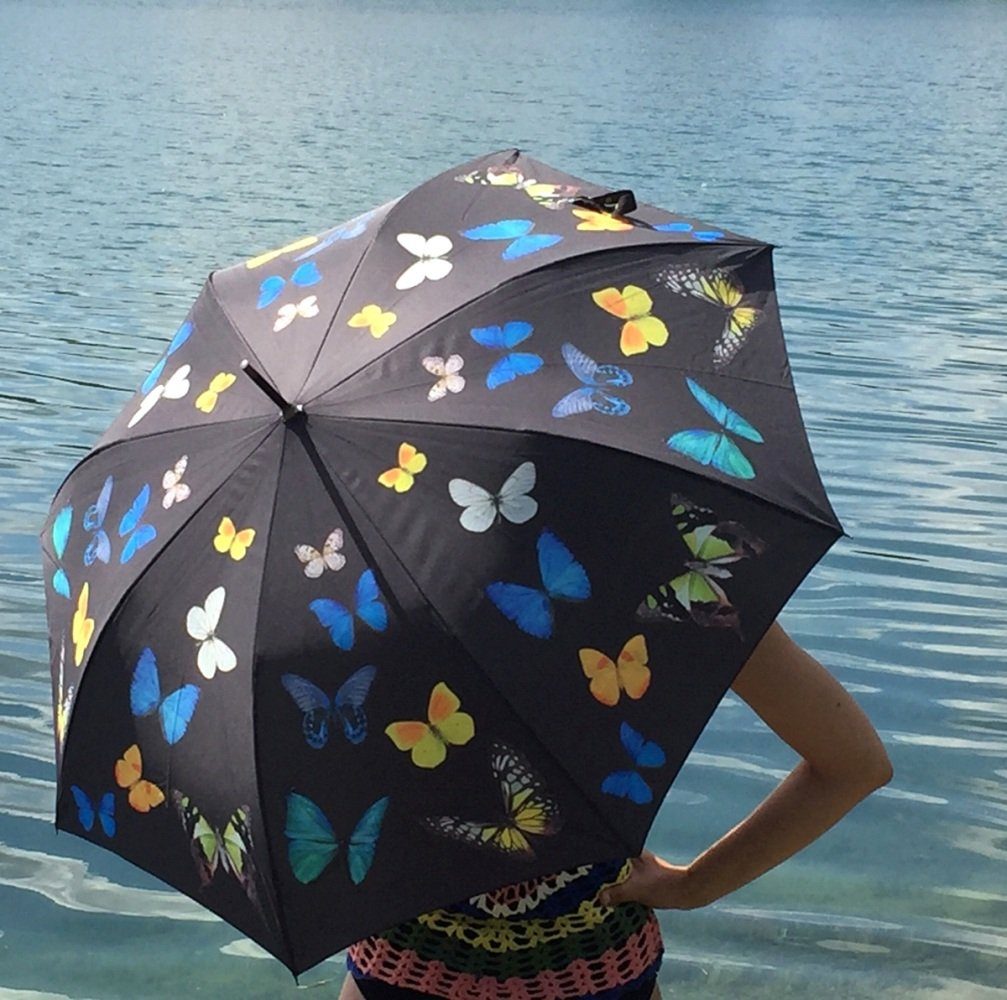 Butterfly, Tiermotiv Stockschirm Stockregenschirm Lilienfeld Schmetterlingstanz von Auf-Automatik Regenschirm
