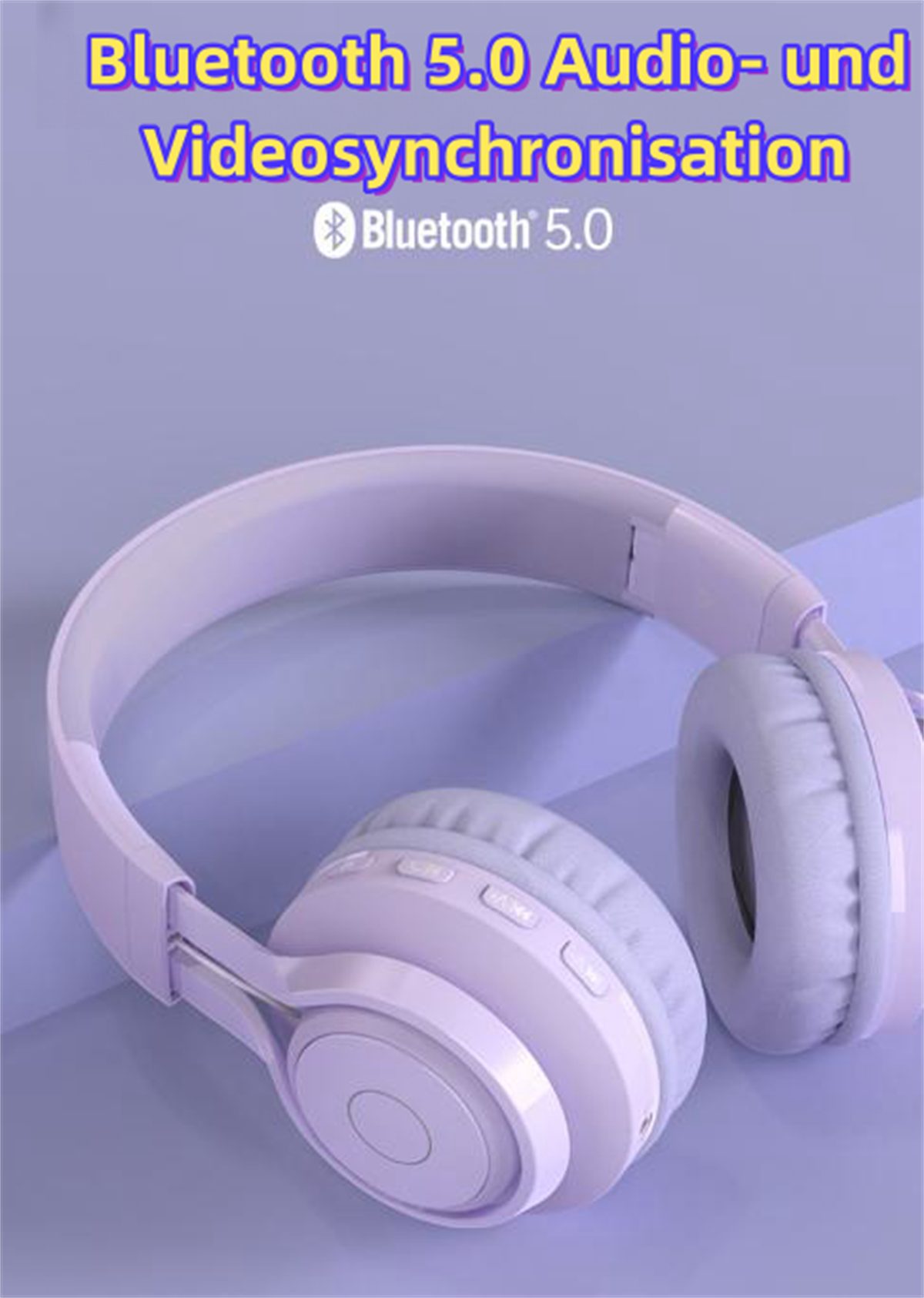 85-dB-Gehörschutzmodus Lila RGB-Bluetooth-Kopfhörer, selected Over-Ear-Kopfhörer montierte Am carefully Kopf